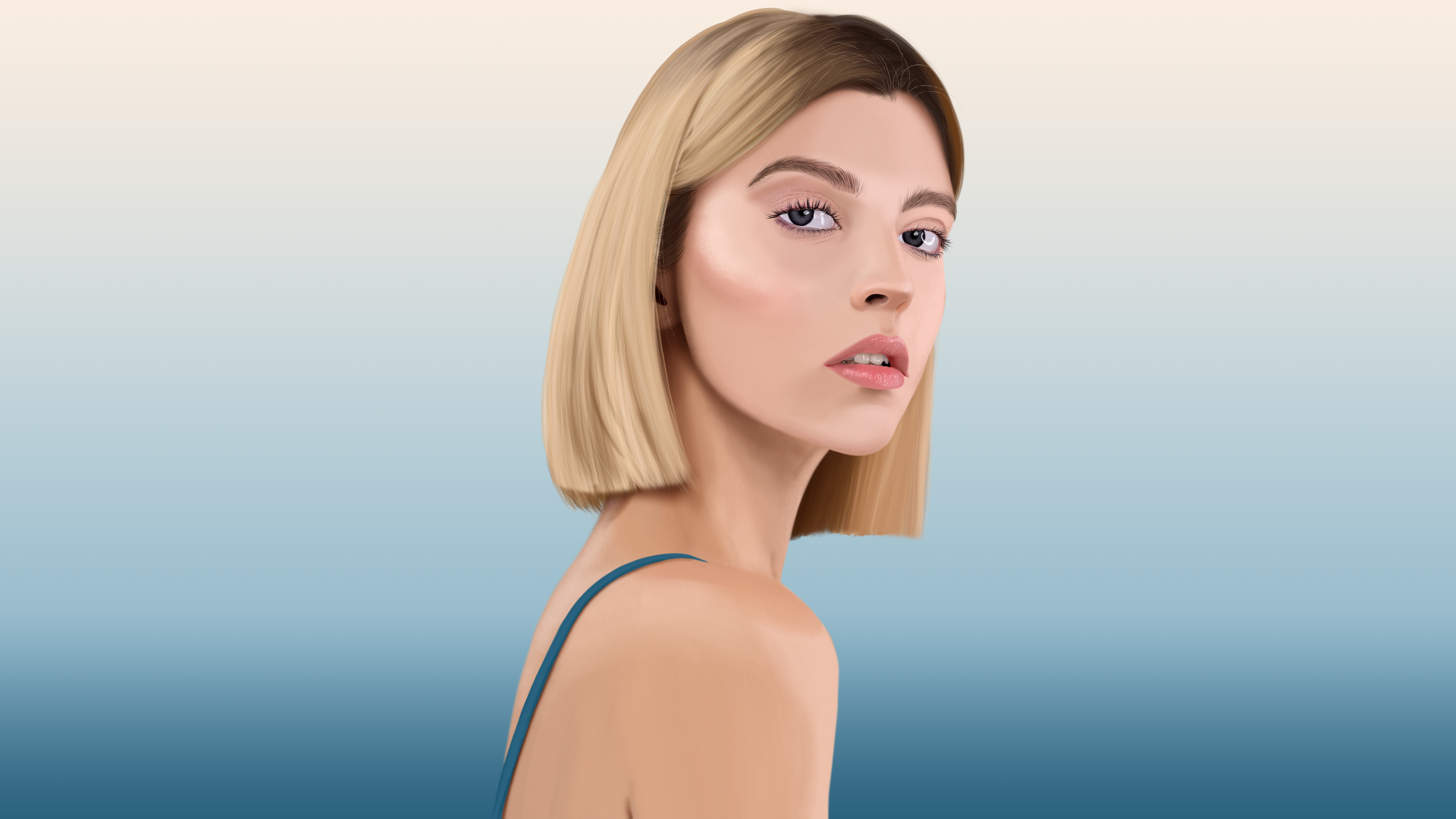 4K drawing of a woman HD Wallpaper