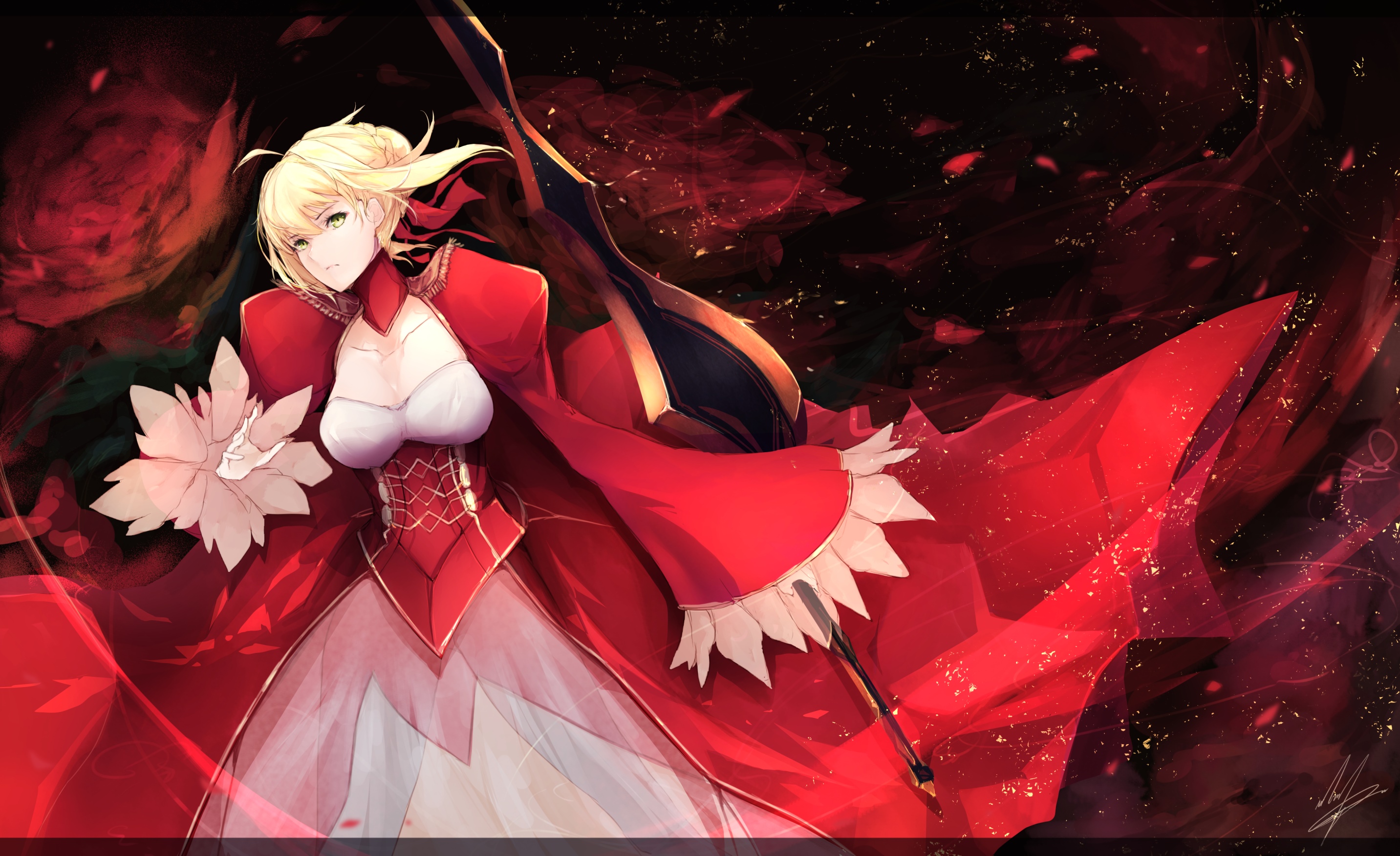 Nero Claudius from Fate/Grand Order with a sword HD Wallpaper