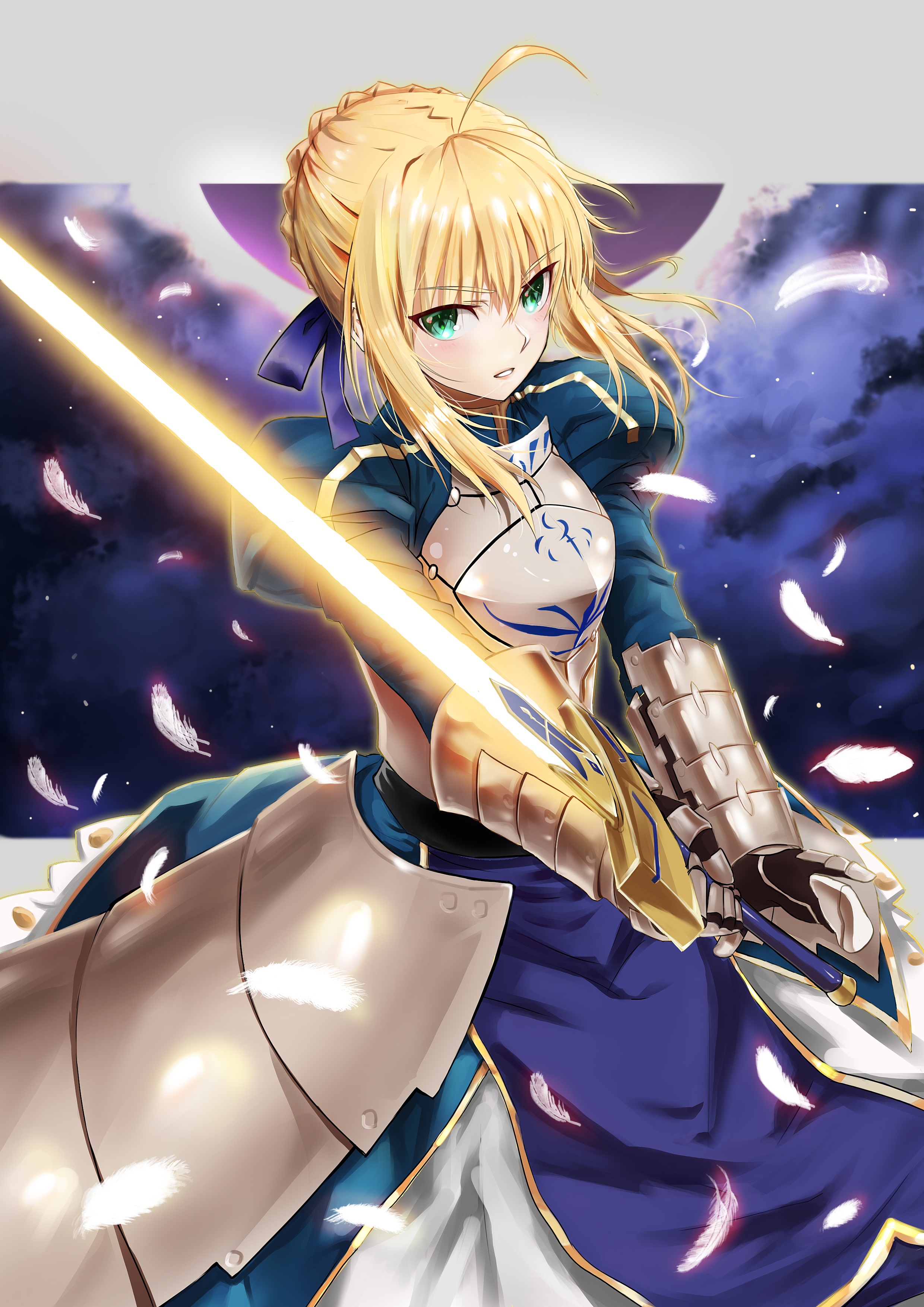 Artoria Pendragon with Excalibur from Fate/Stay Night HD Phone Wallpaper