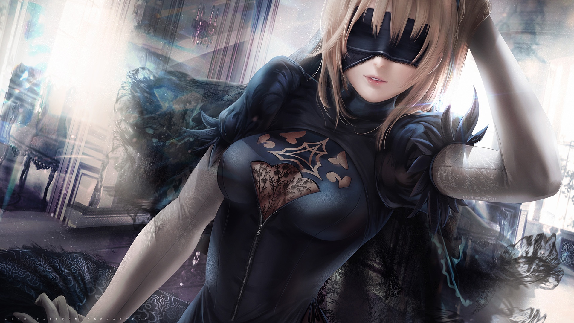 2B from Nier: Automata with blindfold HD Wallpaper