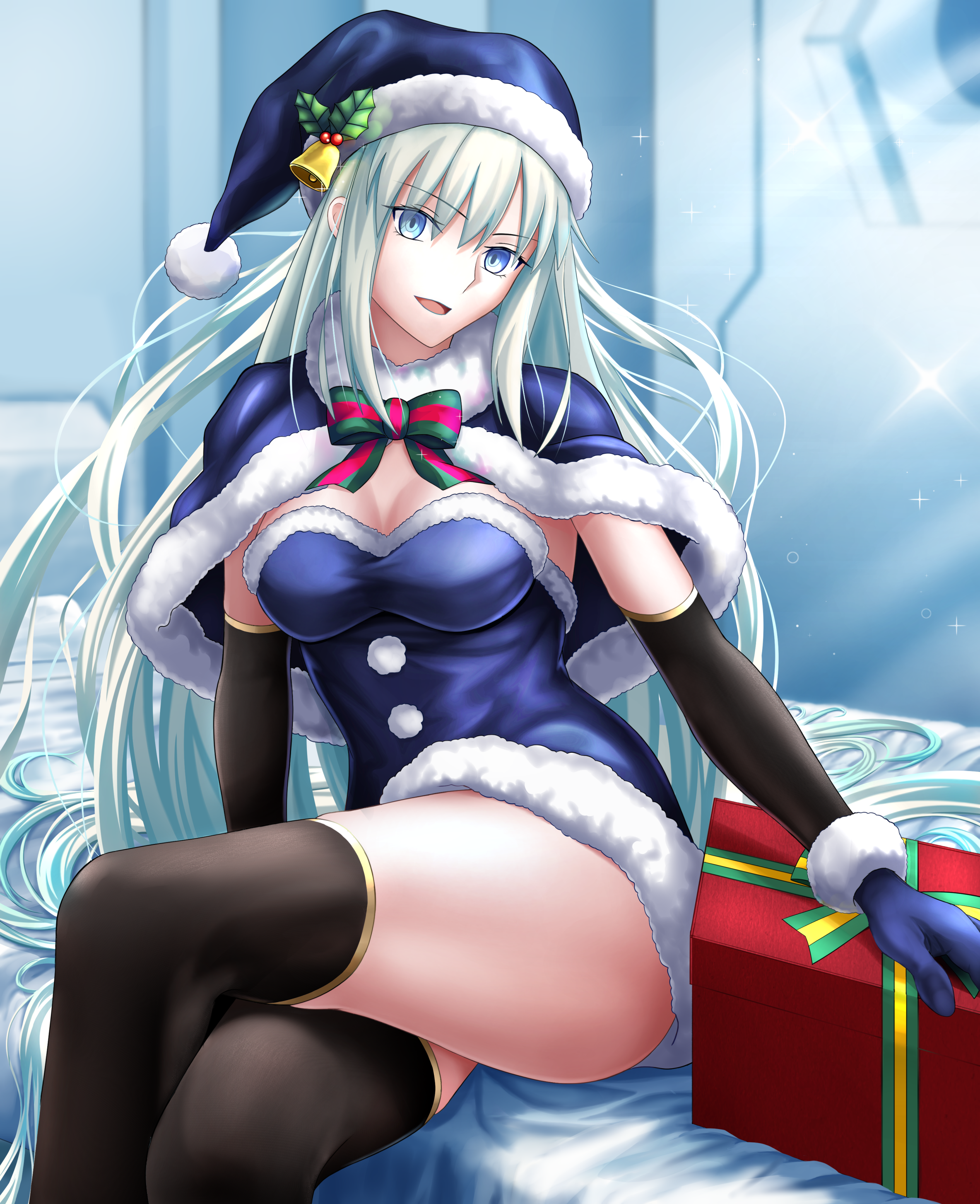 Morgan le Fay in Christmas Outfit from Fate/Grand Order HD Phone Wallpaper