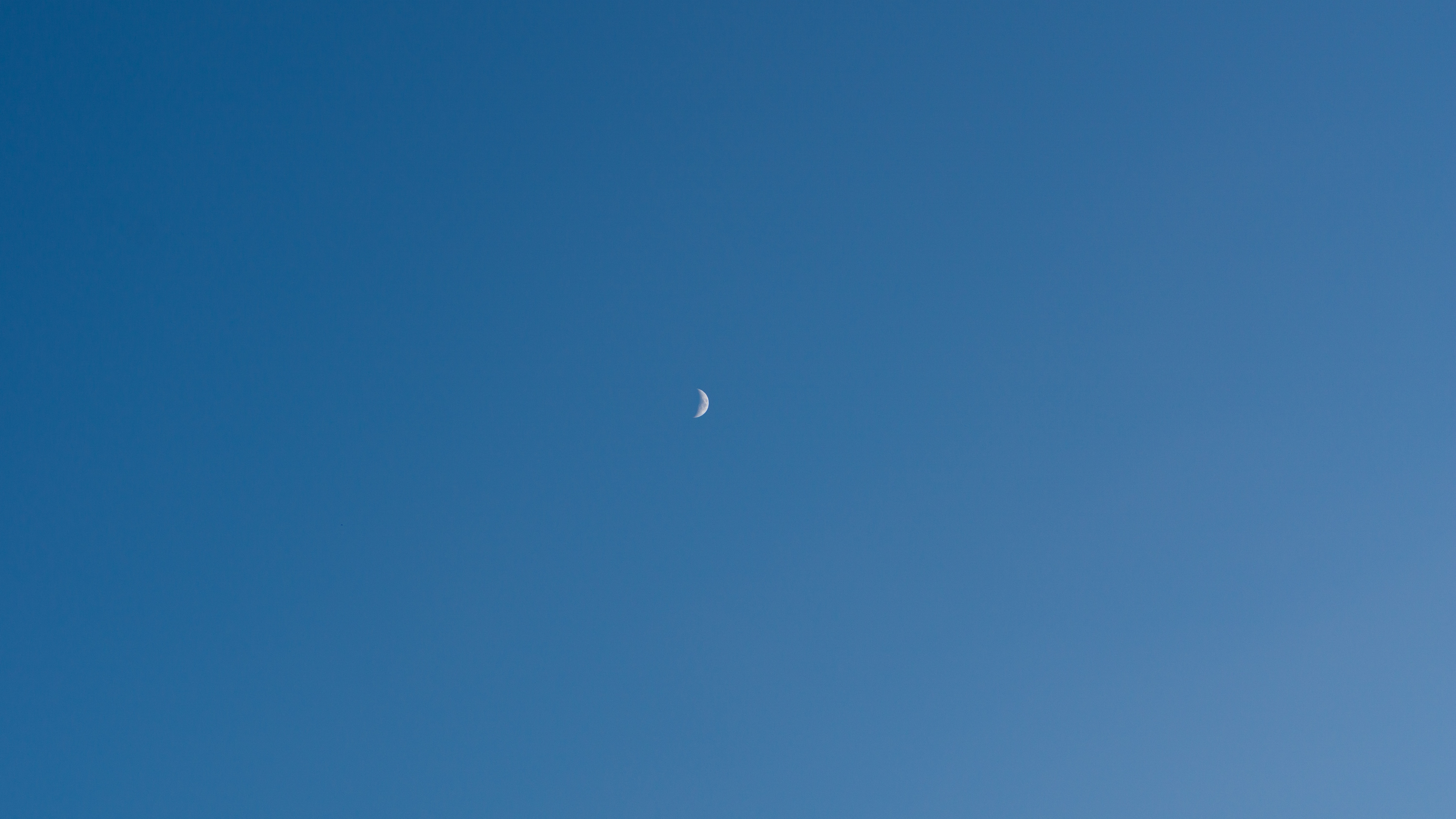 Crescent Moon in a Clear Blue Sky HD Wallpaper