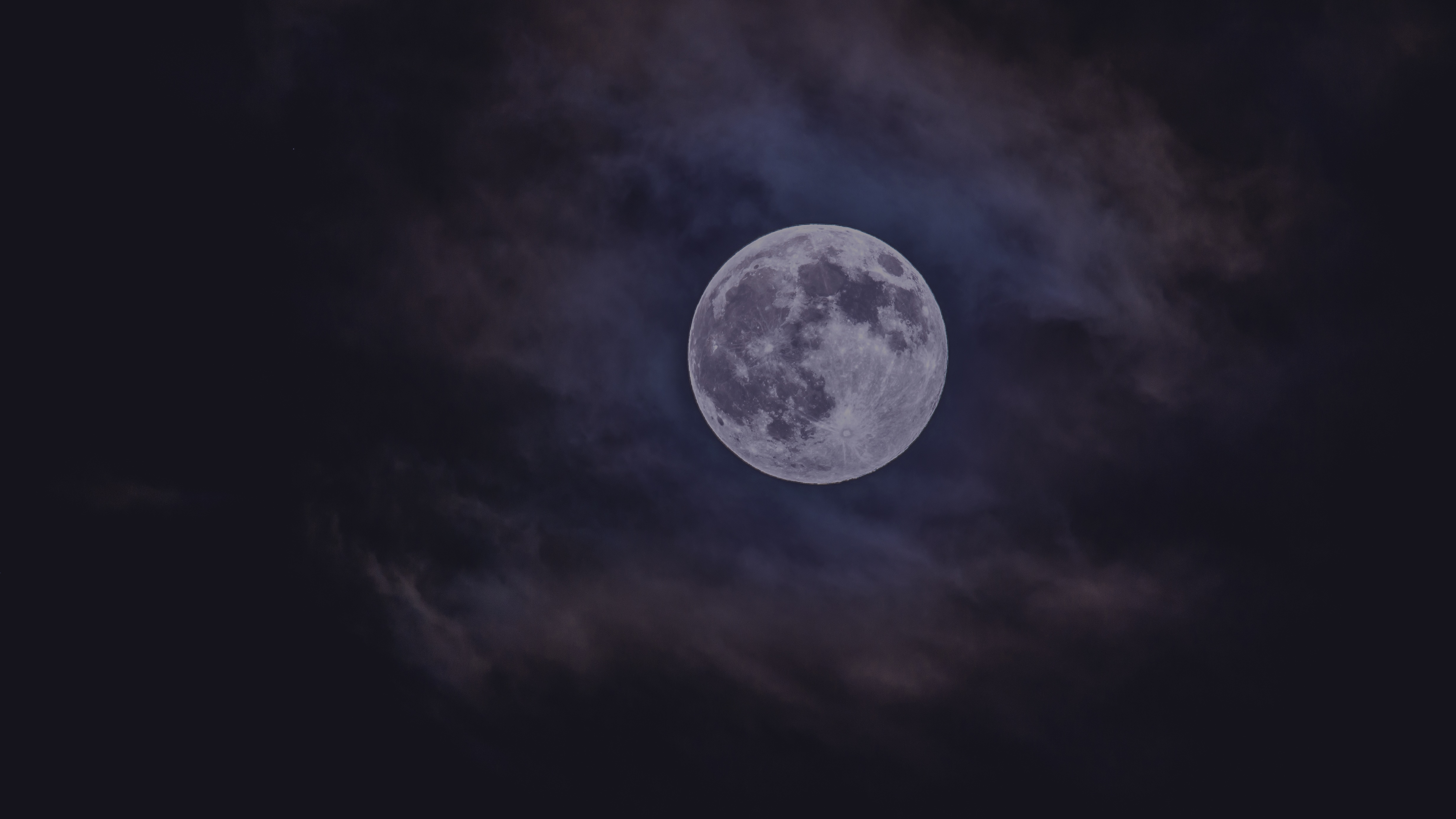 Full moon in the night sky with clouds HD Wallpaper