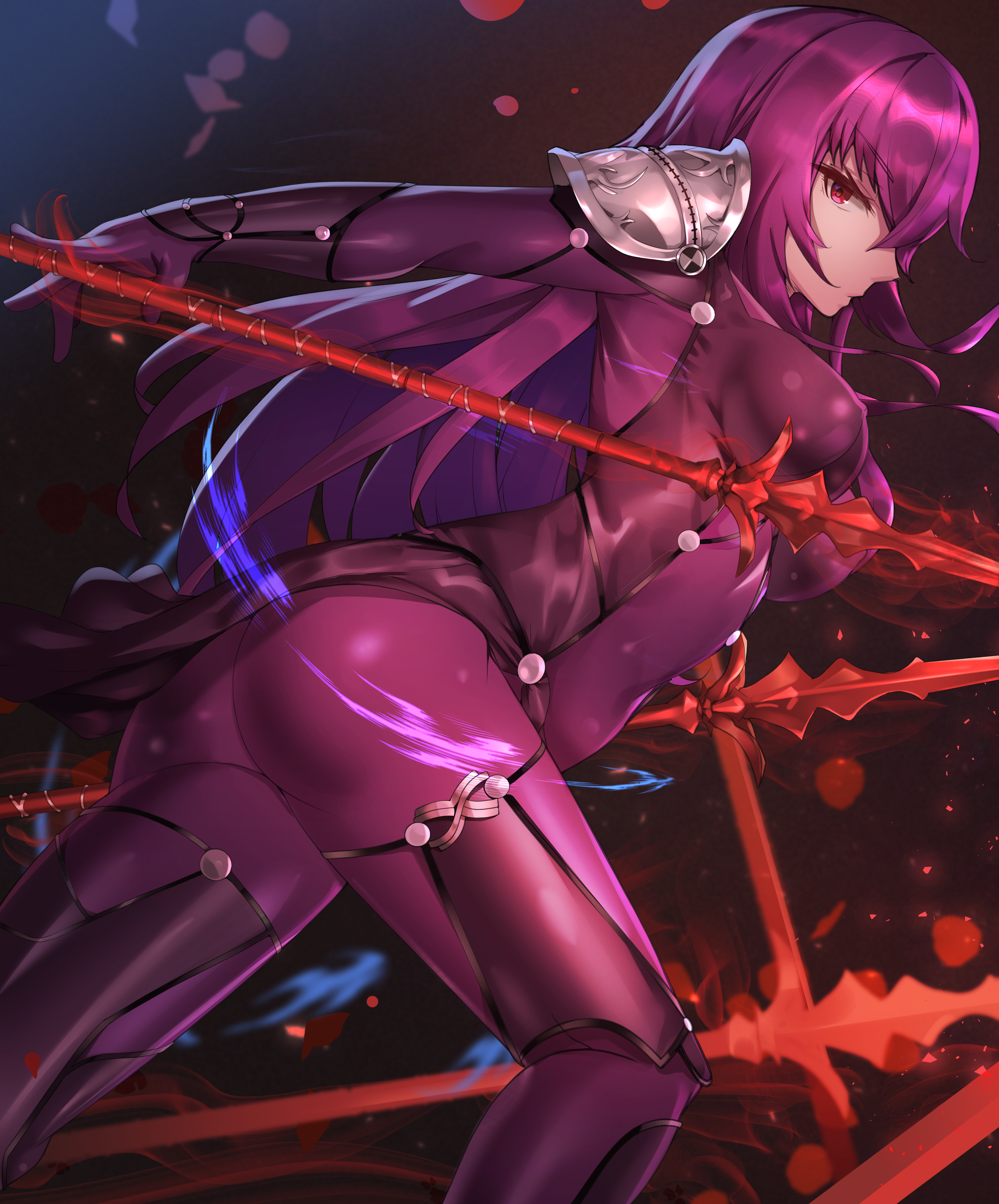 Scathach from Fate/Grand Order with spears HD Phone Wallpaper
