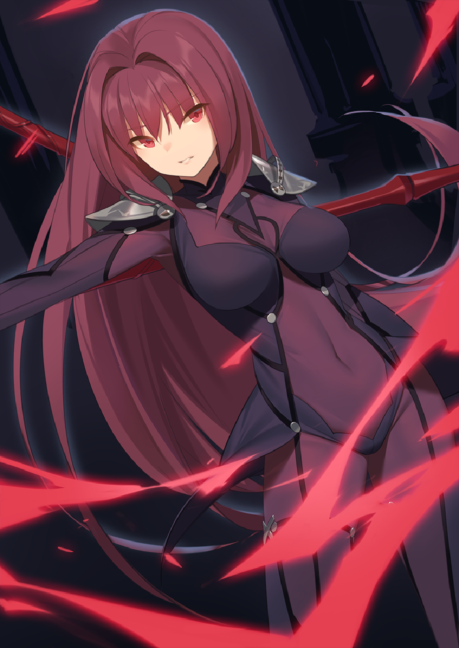Scathach from Fate/Grand Order with red energy HD Phone Wallpaper