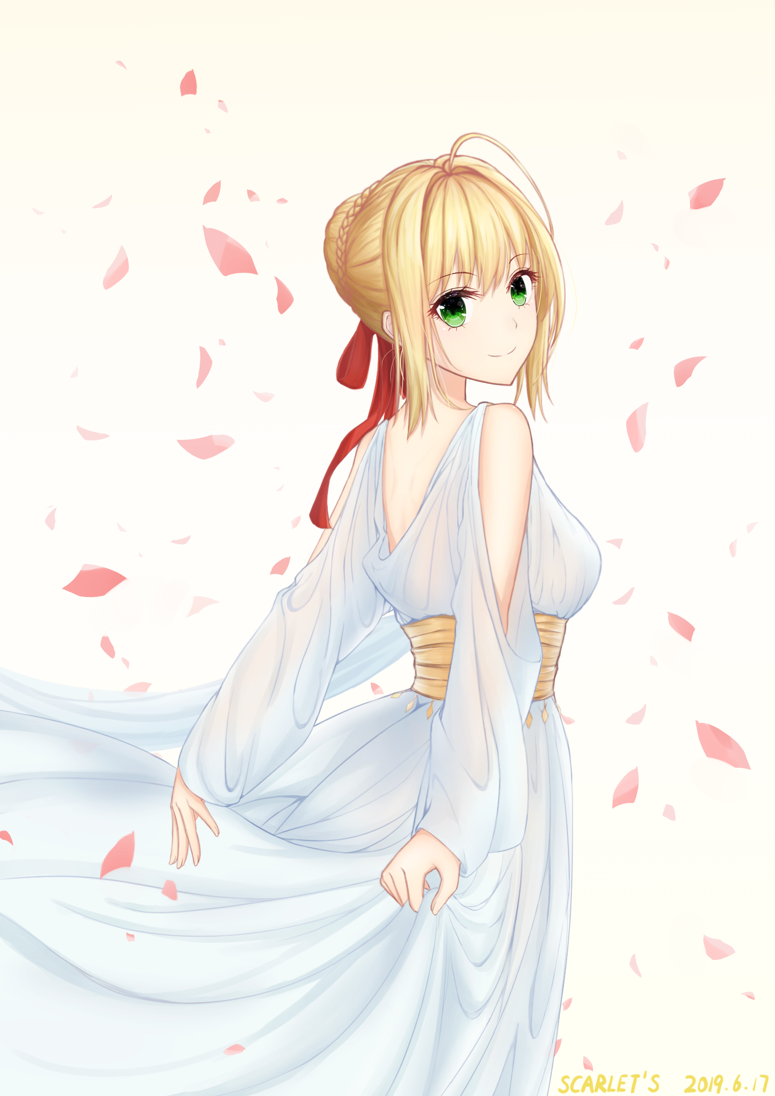 Nero Claudius from Fate/Extra in a white dress HD Phone Wallpaper