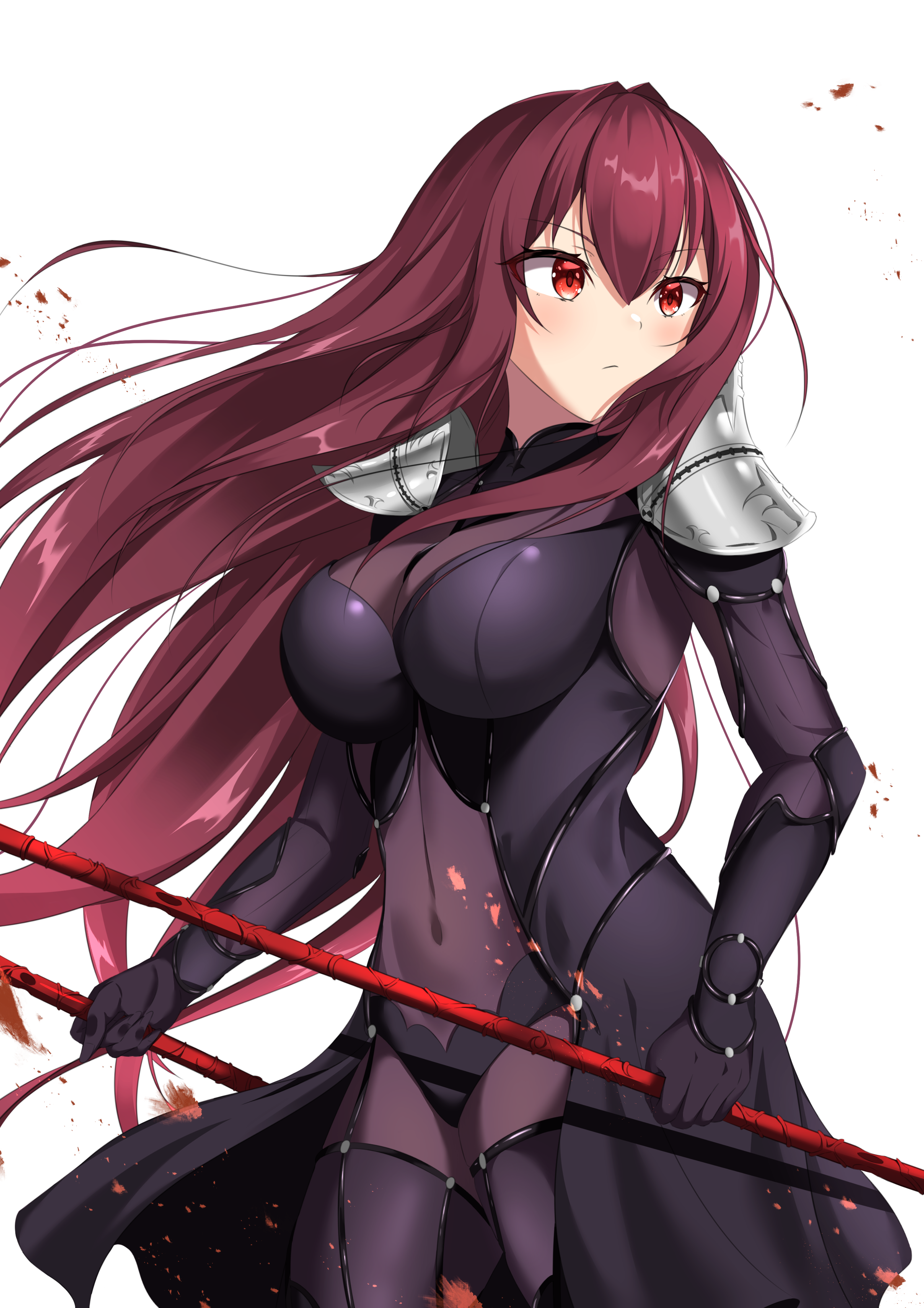 Scathach from Fate/Grand Order holding a spear HD Phone Wallpaper