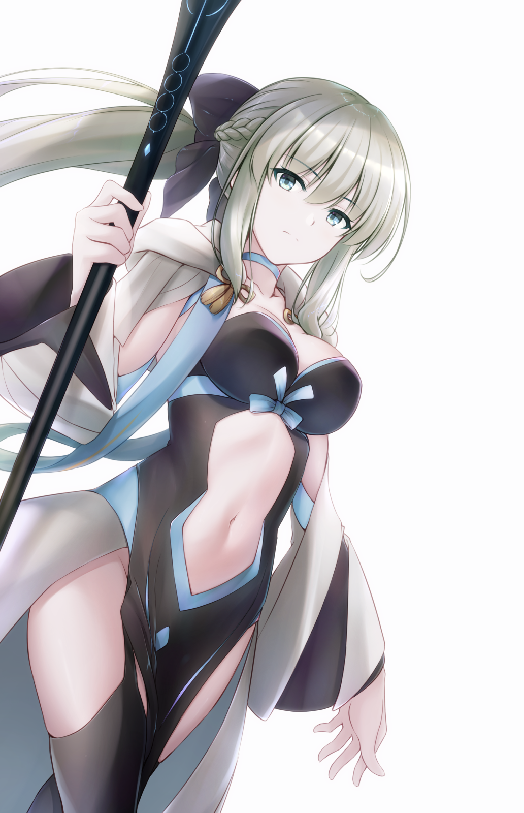 Morgan le Fay from Fate/Grand Order holding a staff HD Phone Wallpaper