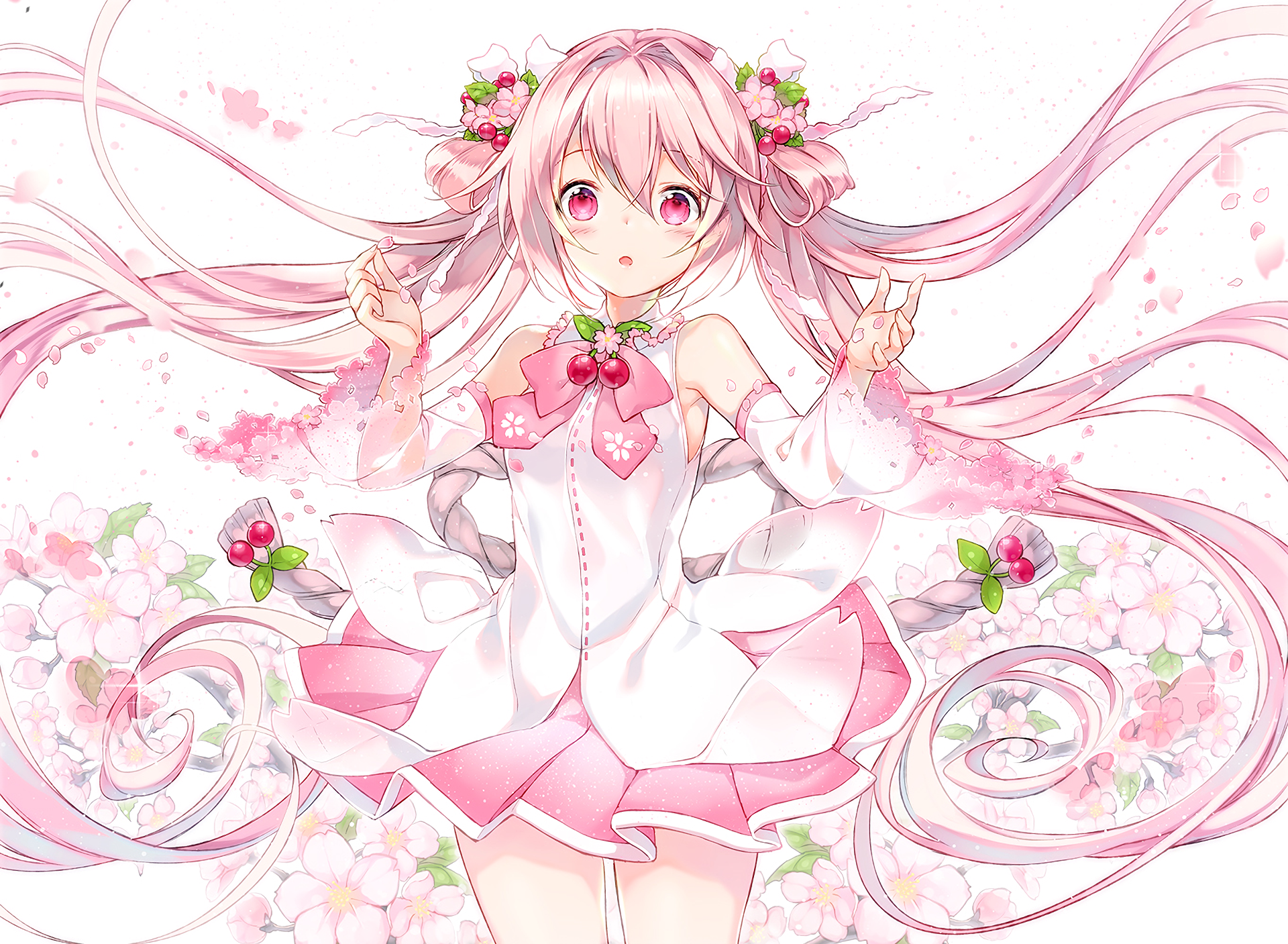 Sakura Miku with Cherry Blossoms HD Wallpaper