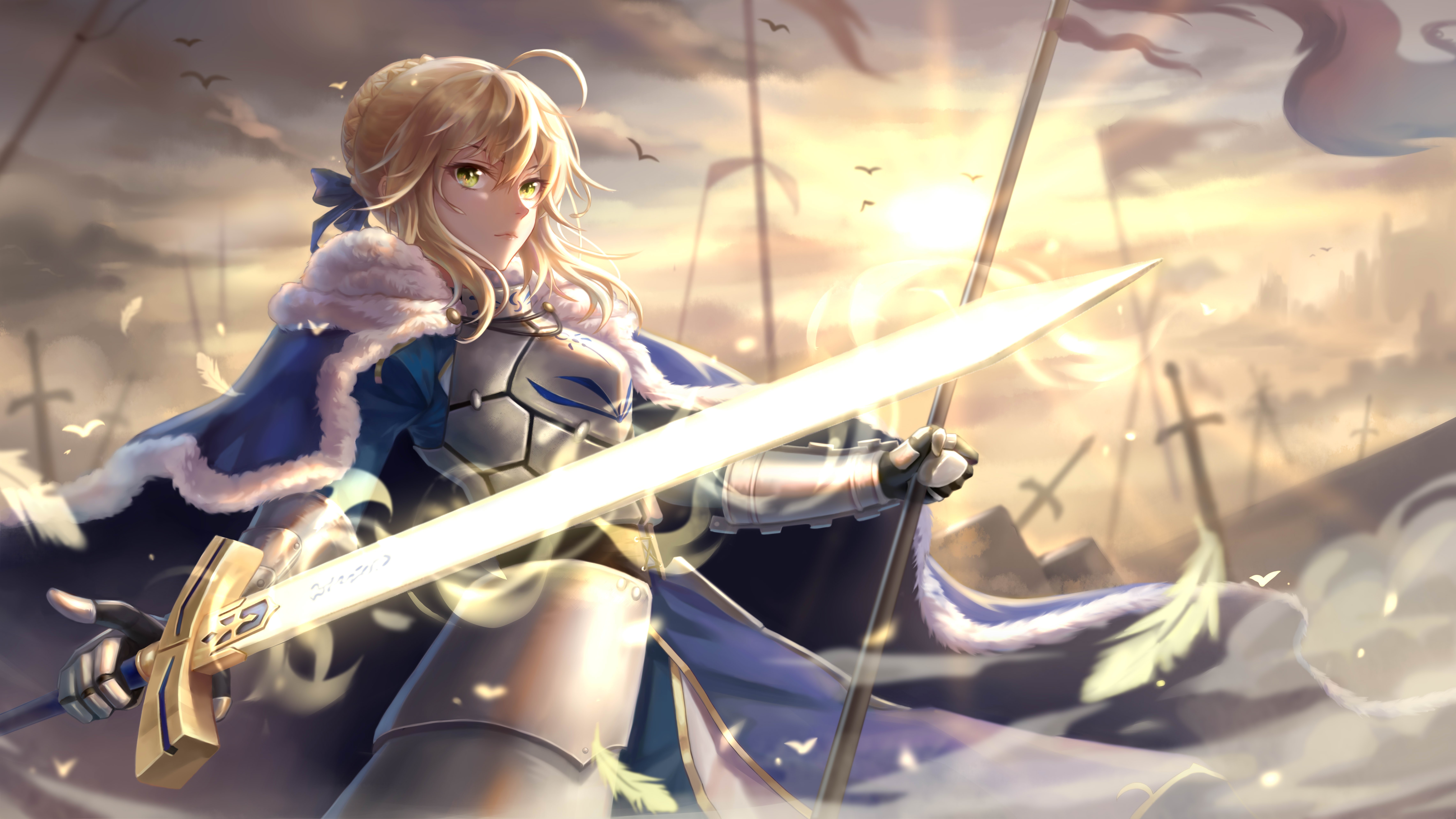 4K Artoria Pendragon with Excalibur HD Wallpaper