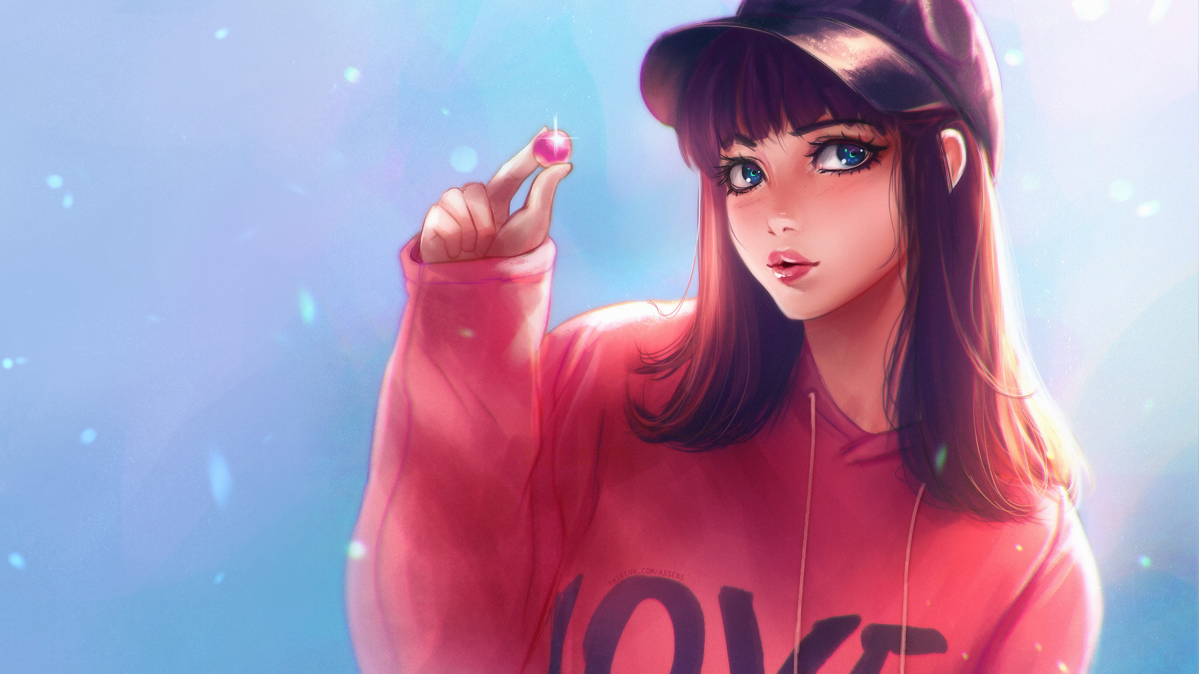 4K Axsens anime girl with baseball cap HD Wallpaper