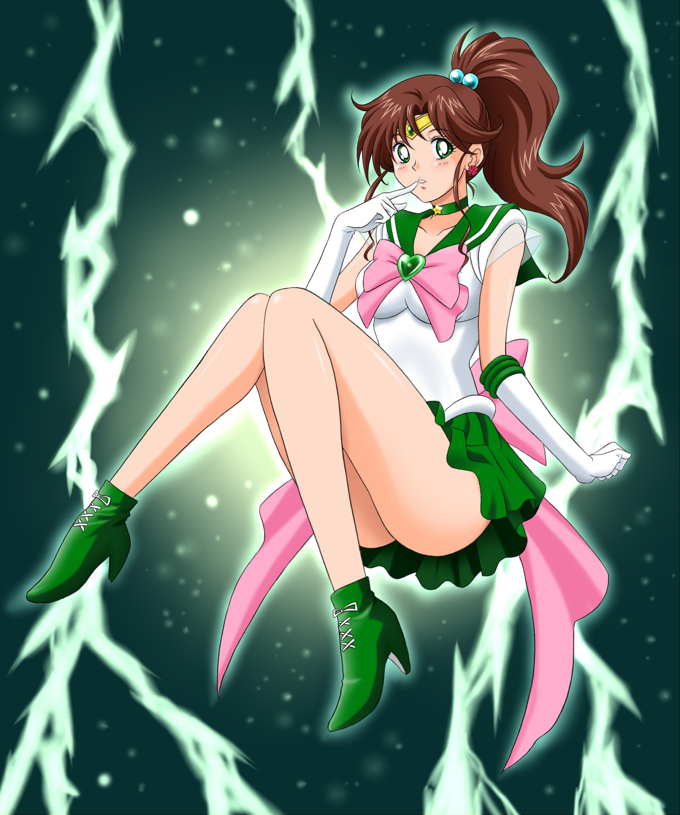 Sailor Jupiter with lightning background HD Phone Wallpaper