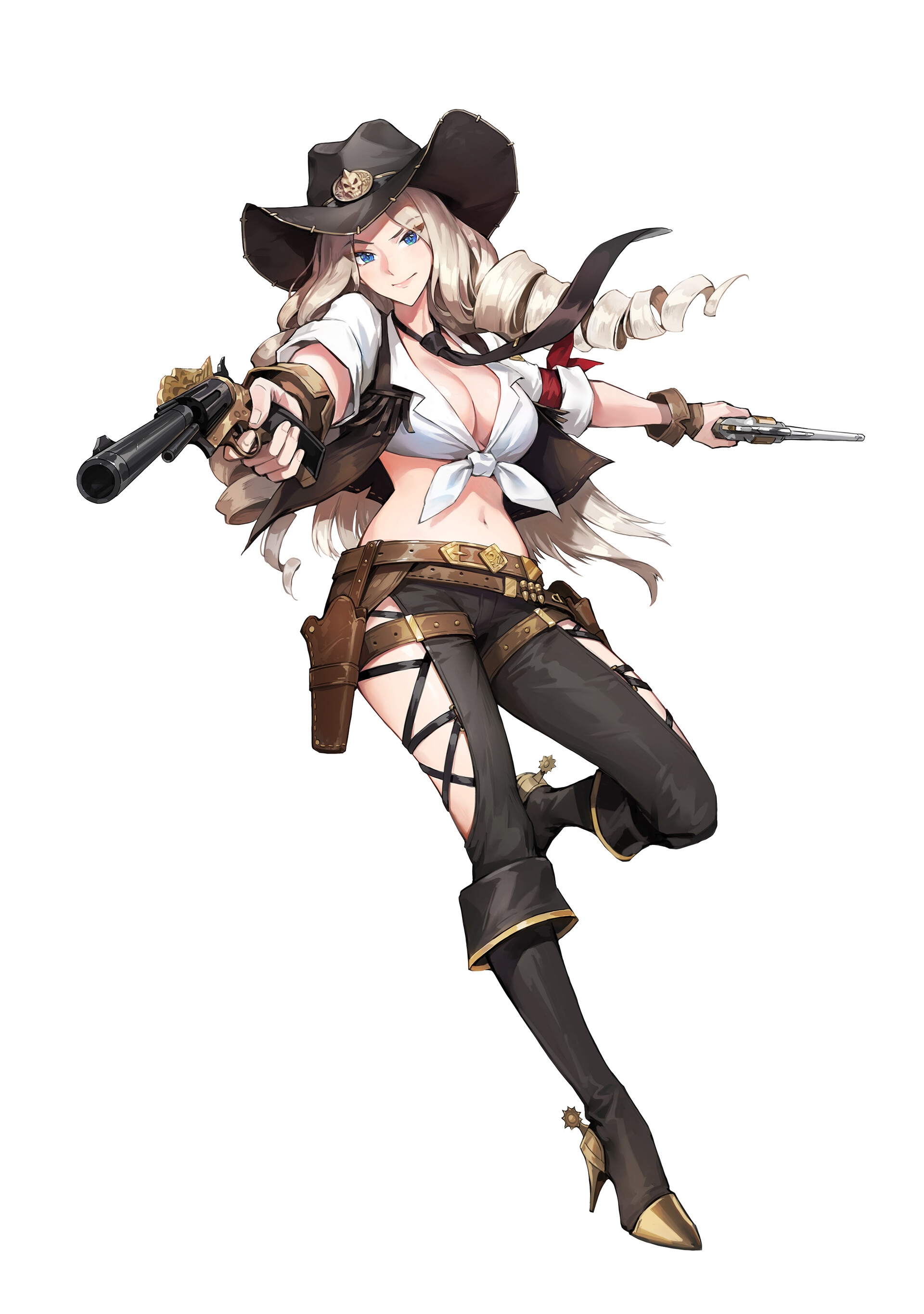 Cowgirl with revolvers and cowboy hat HD Phone Wallpaper