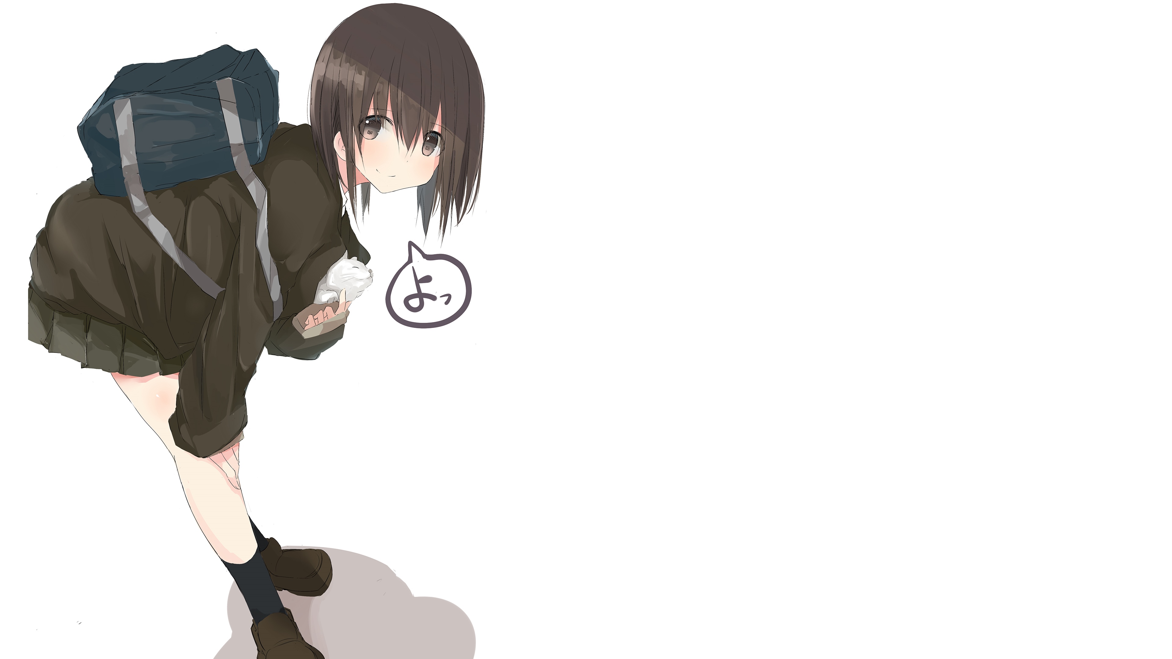 Edogawa Nao with a cat and backpack HD Wallpaper