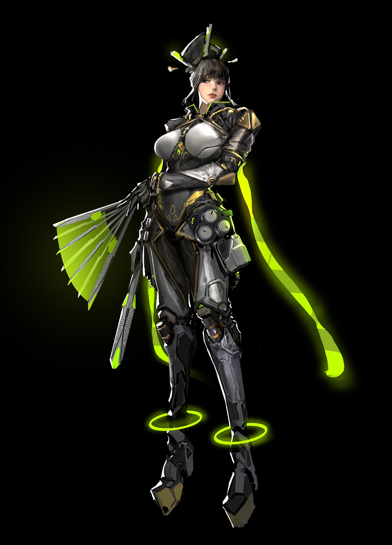 Dante Liu's cybernetic geisha with neon accents HD Phone Wallpaper