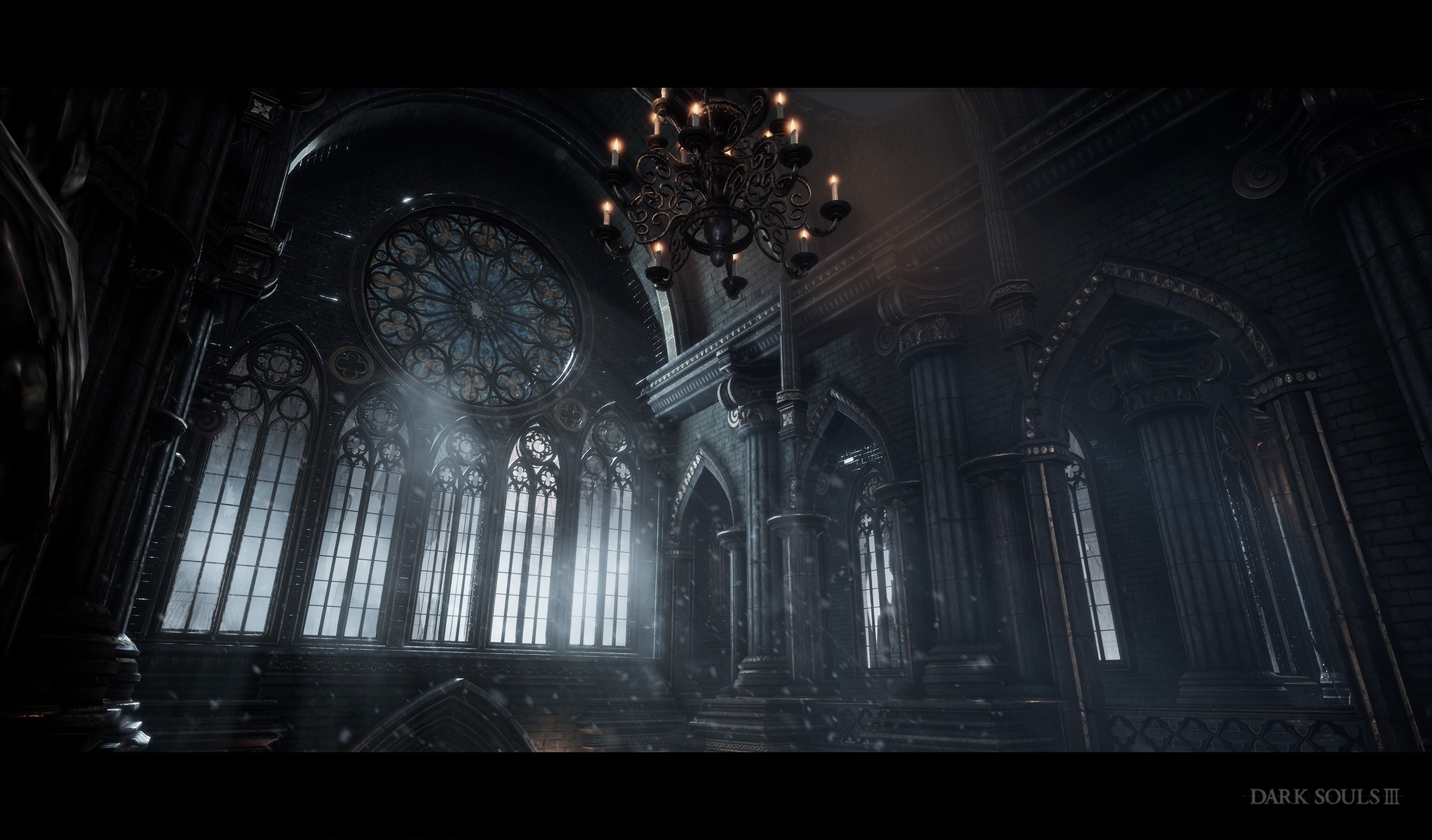 Dark Souls III Cathedral Interior with Stained Glass Window HD Wallpaper