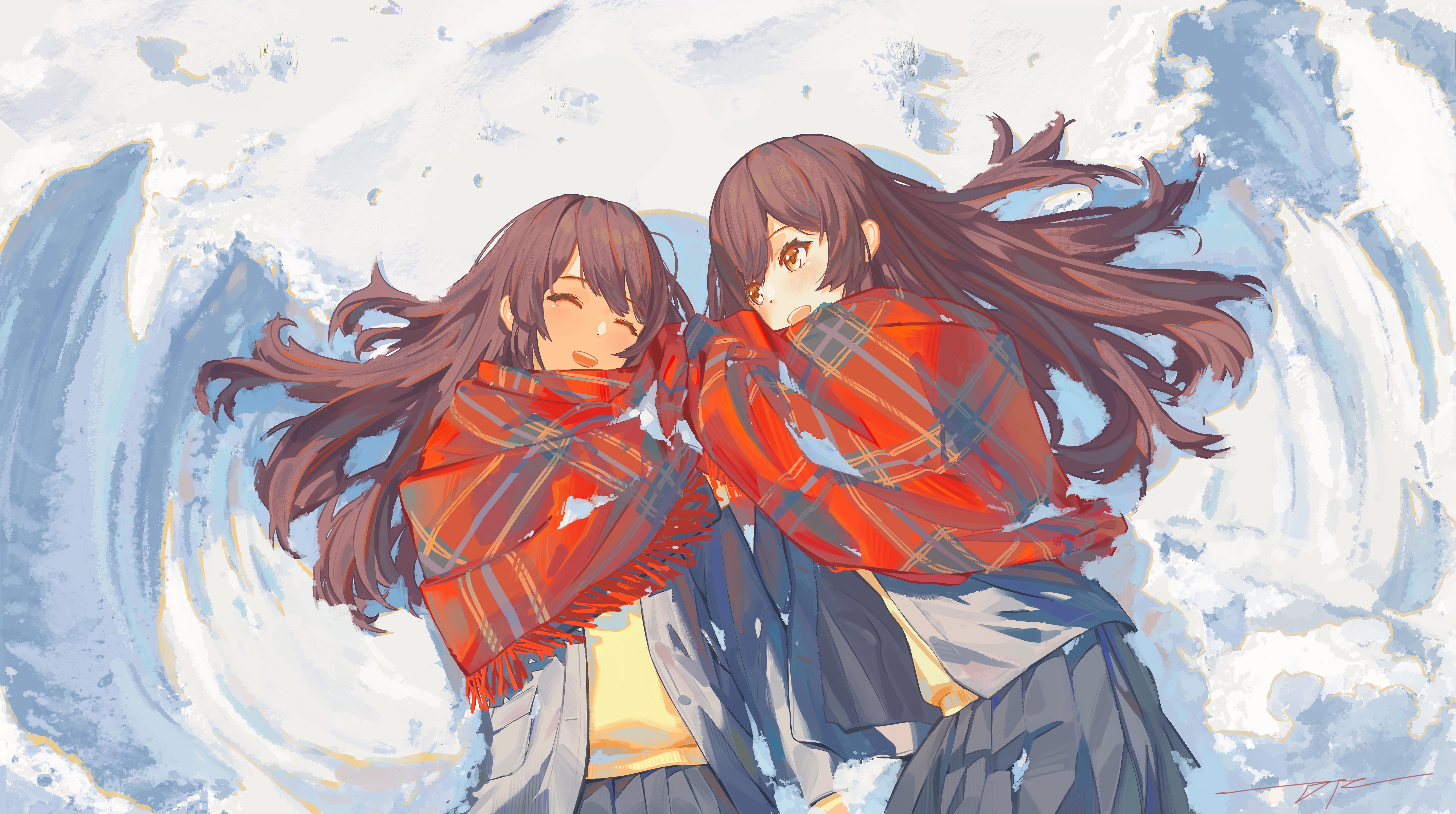 4K Oosaki Tenka and Oosaki Amana in snow HD Wallpaper