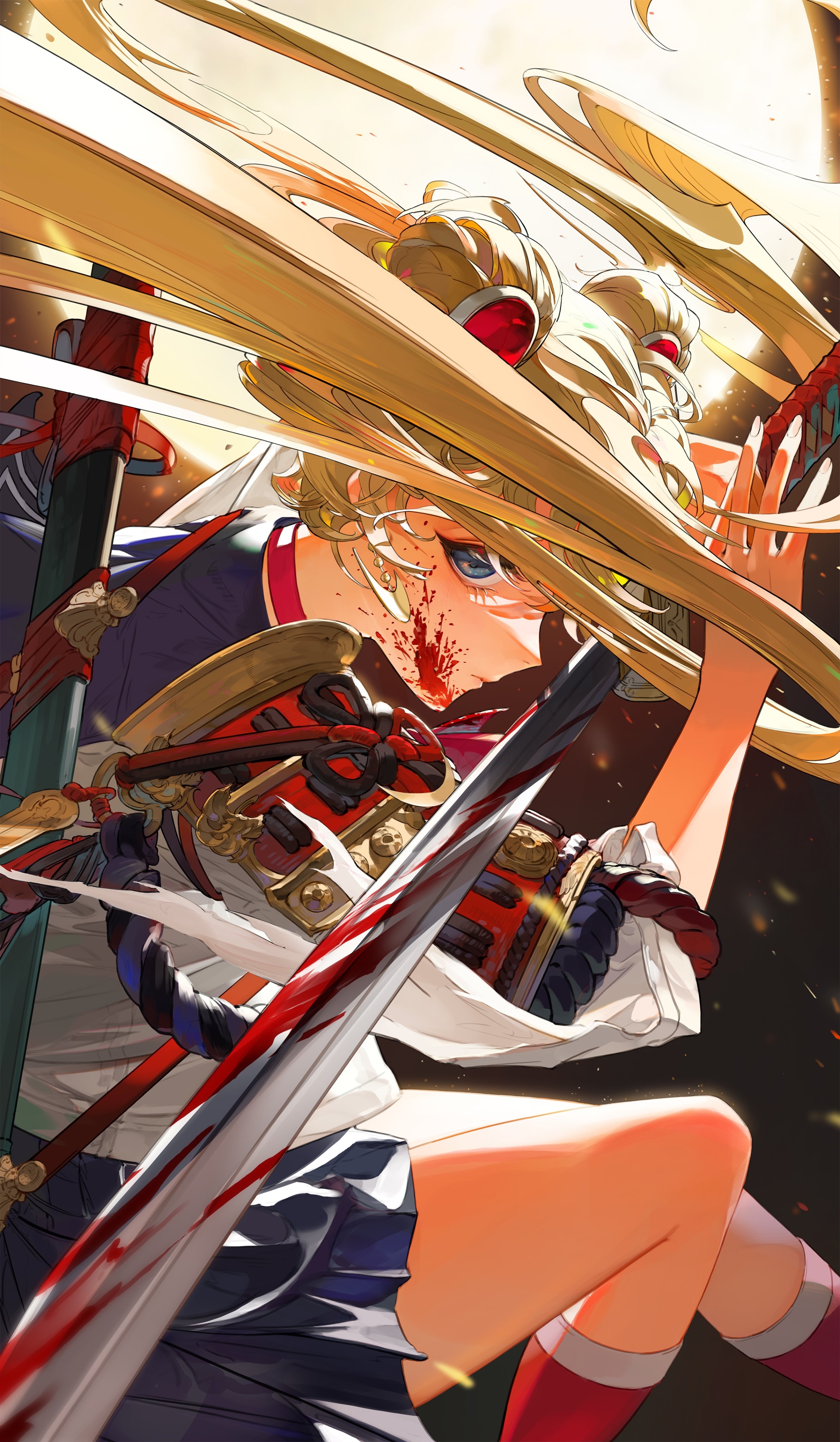 Sailor Moon with bloody sword HD Phone Wallpaper