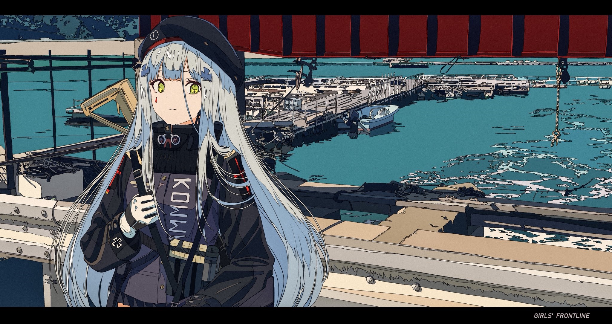 HK416 from Girls Frontline at a Harbor HD Wallpaper
