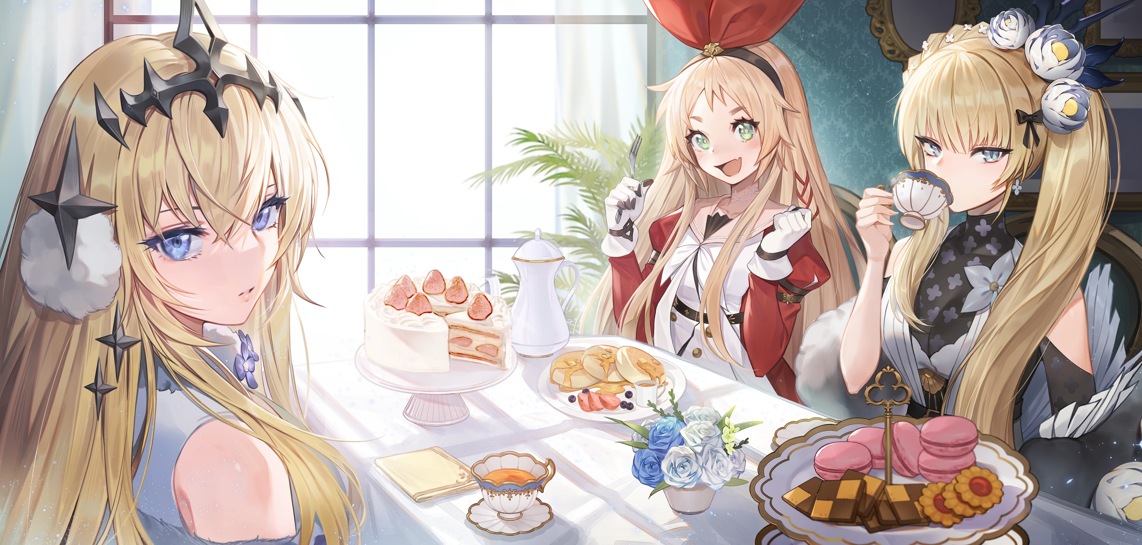 Alchemy Stars: Three women enjoying tea and sweets HD Wallpaper