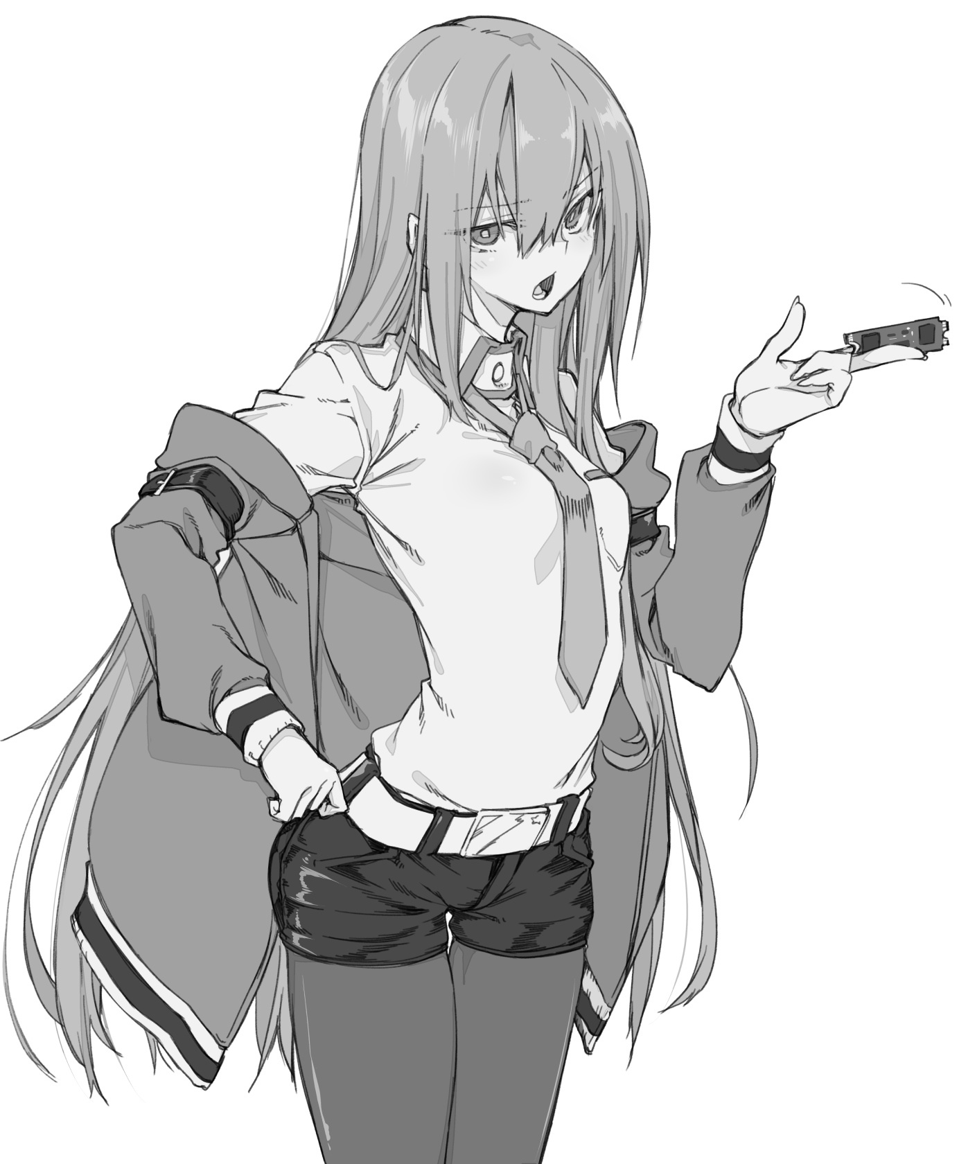 Makise Kurisu from Steins;Gate holding a device HD Phone Wallpaper