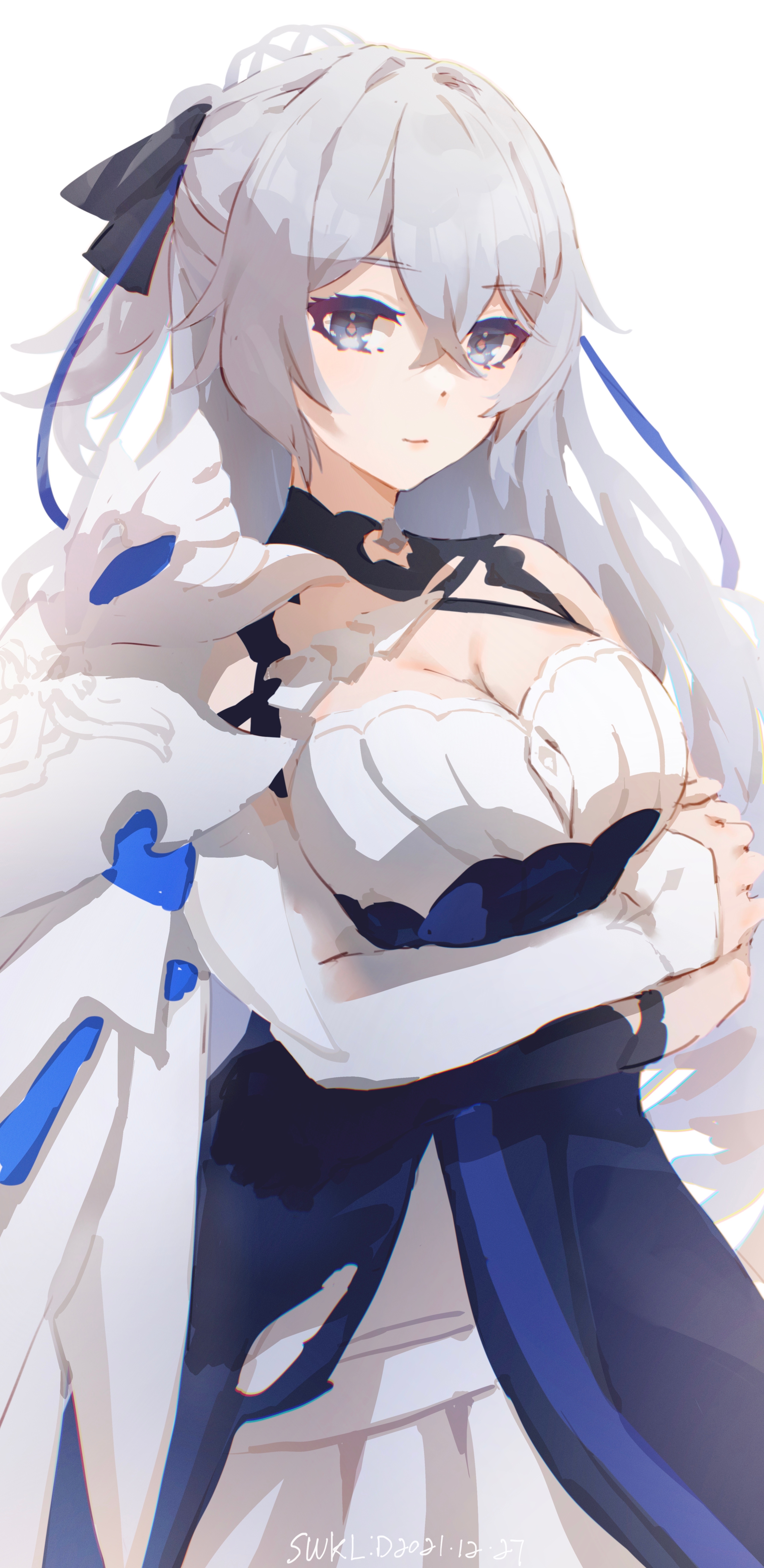Anime girl with white hair and blue eyes HD Phone Wallpaper