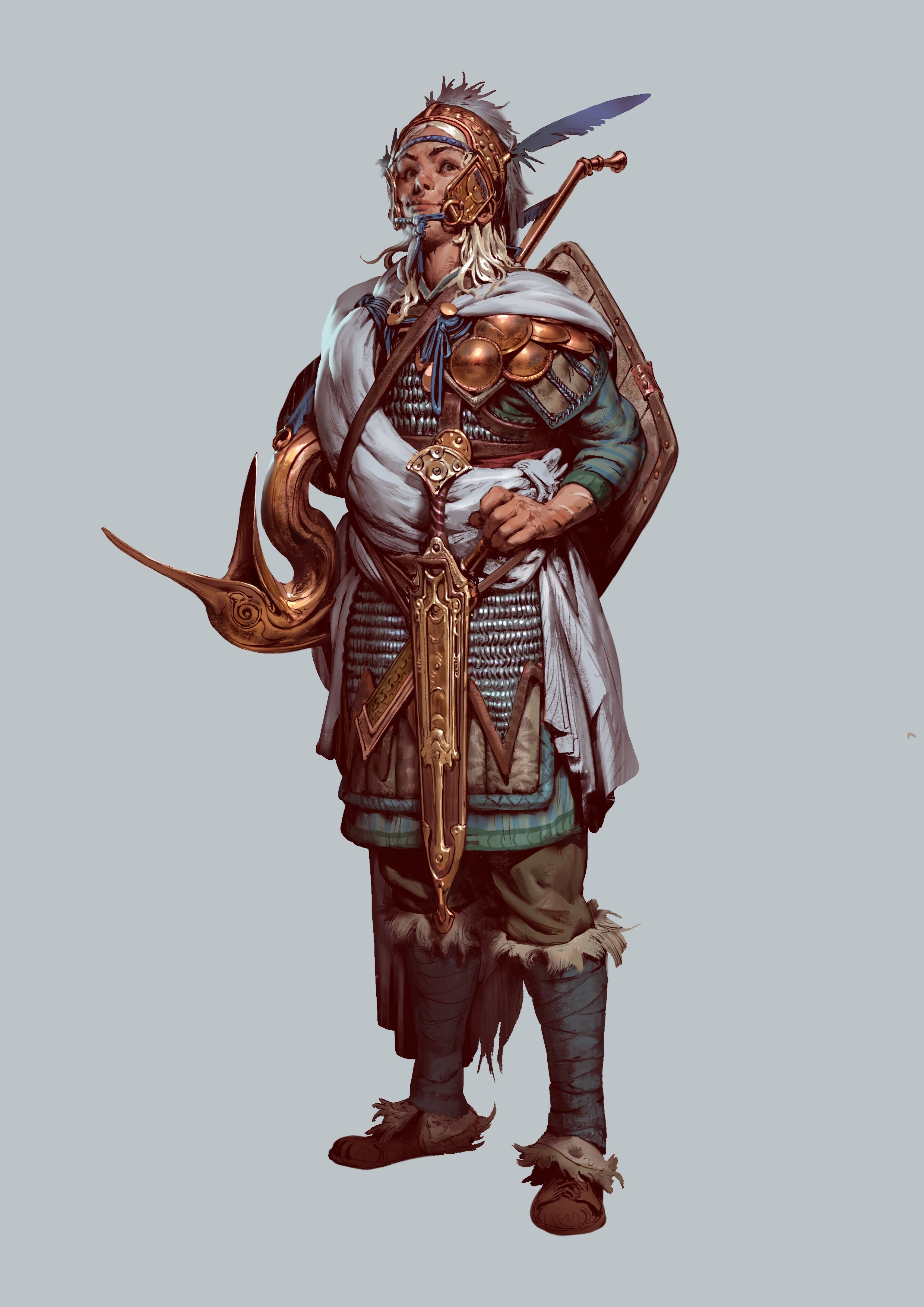 Fantasy warrior with ornate armor and sword HD Phone Wallpaper