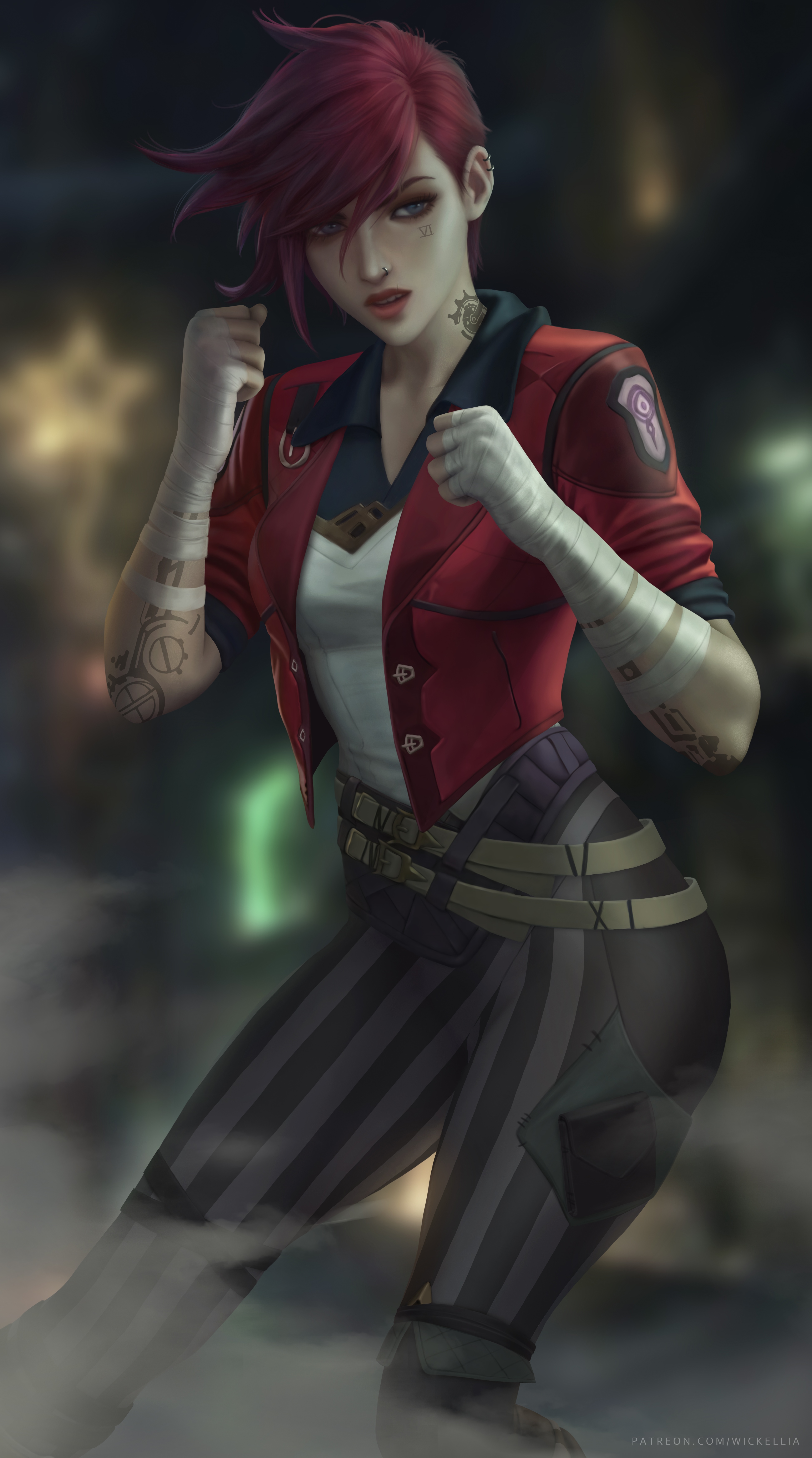 4K Vi from Arcane in a fighting stance HD Phone Wallpaper