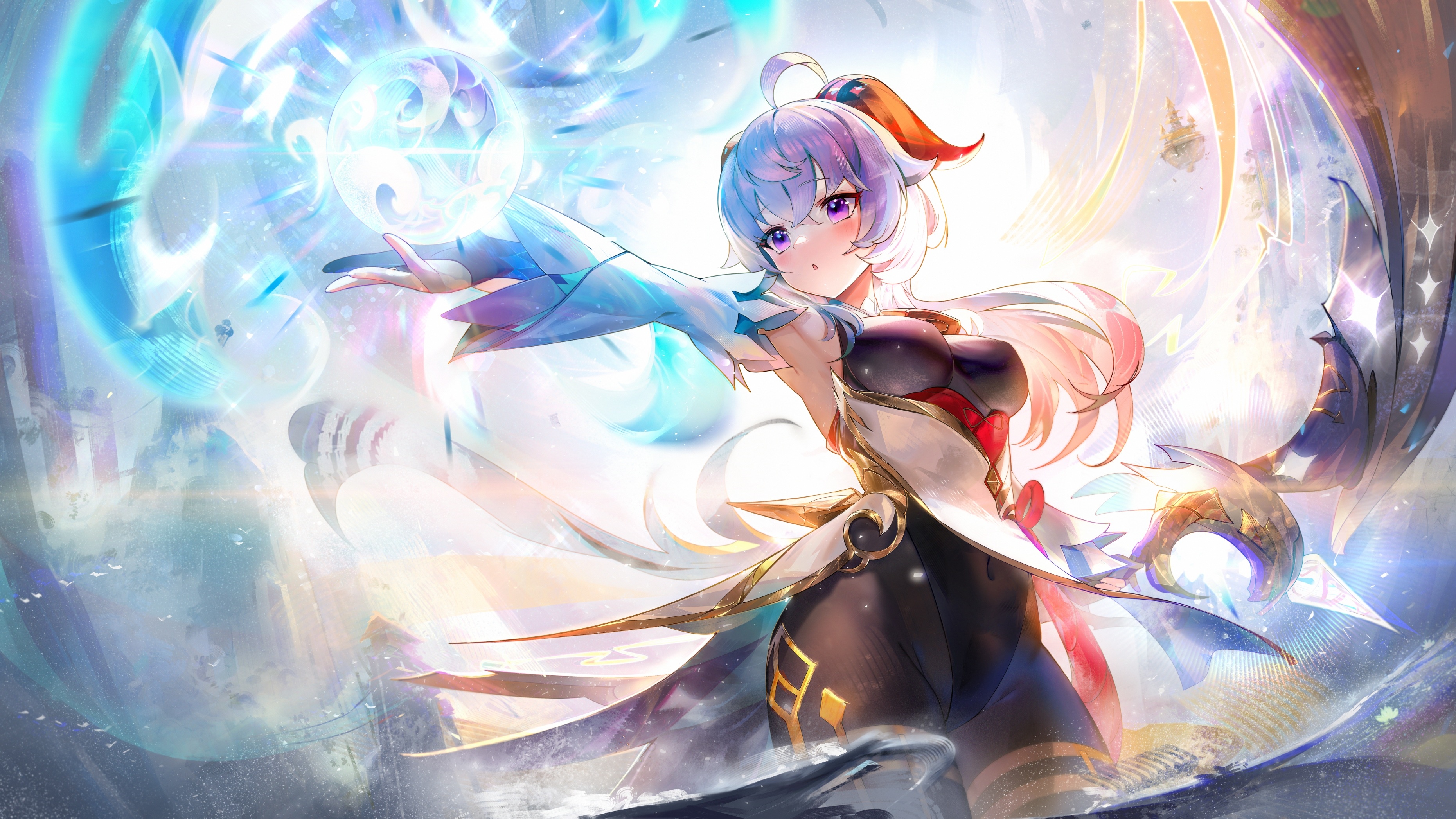 Ganyu from Genshin Impact casting a spell HD Wallpaper