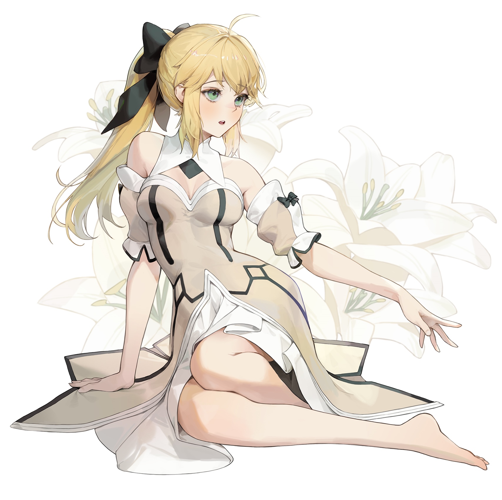 Saber Lily from Fate/Grand Order with lilies HD Wallpaper