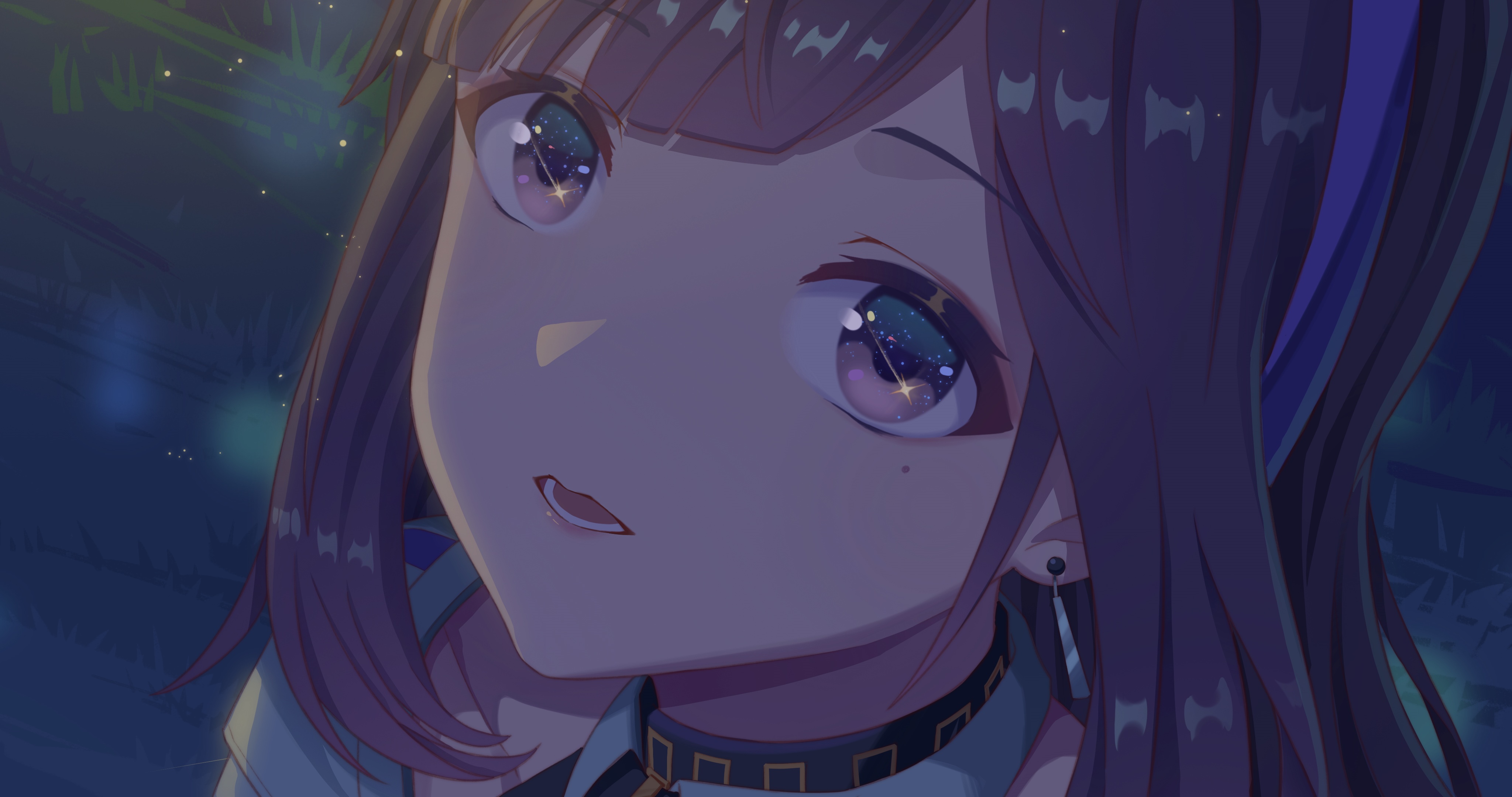 Woman with stars reflected in her eyes HD Wallpaper