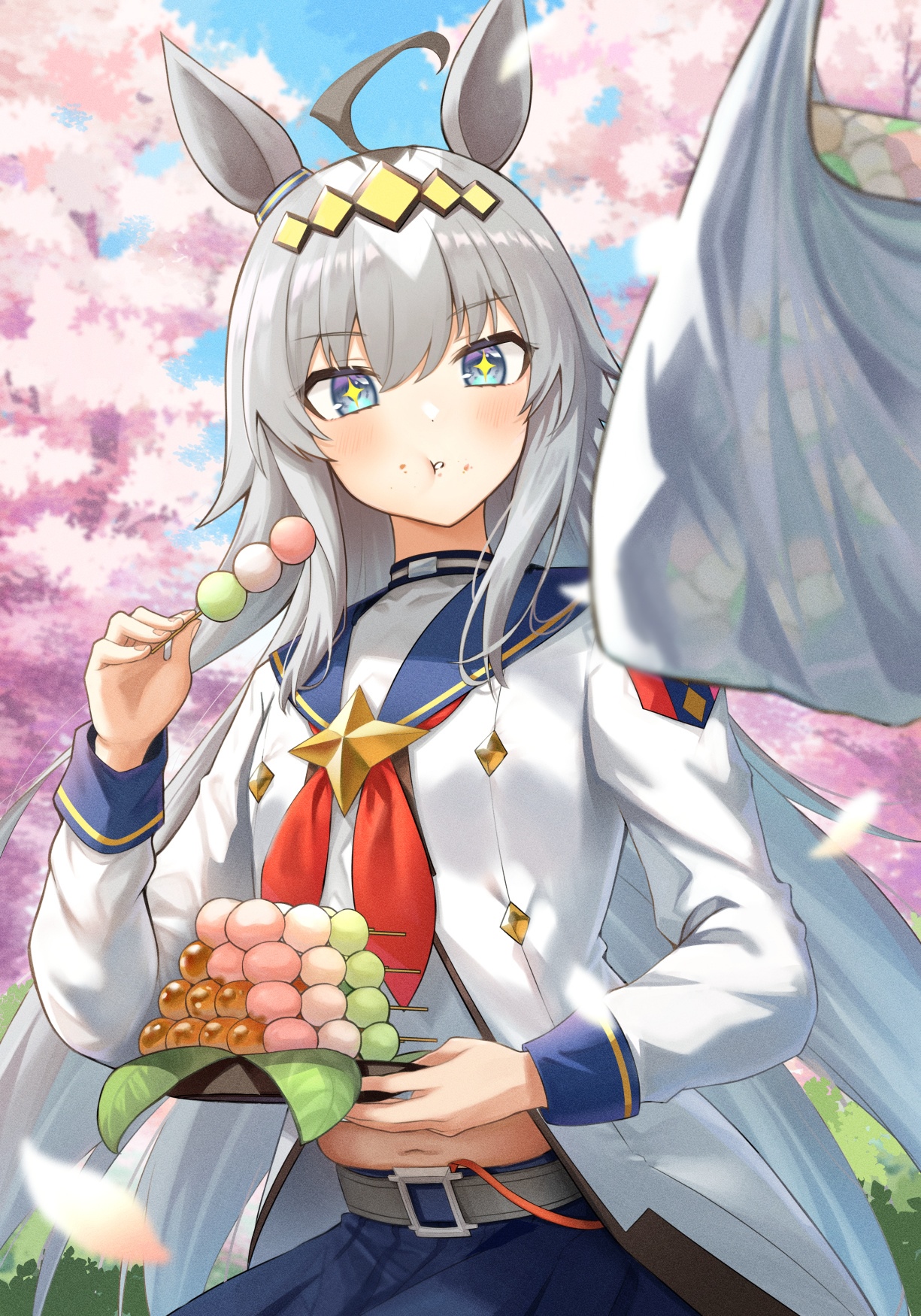 Oguri Cap eating dango in Uma Musume Pretty Derby HD Phone Wallpaper