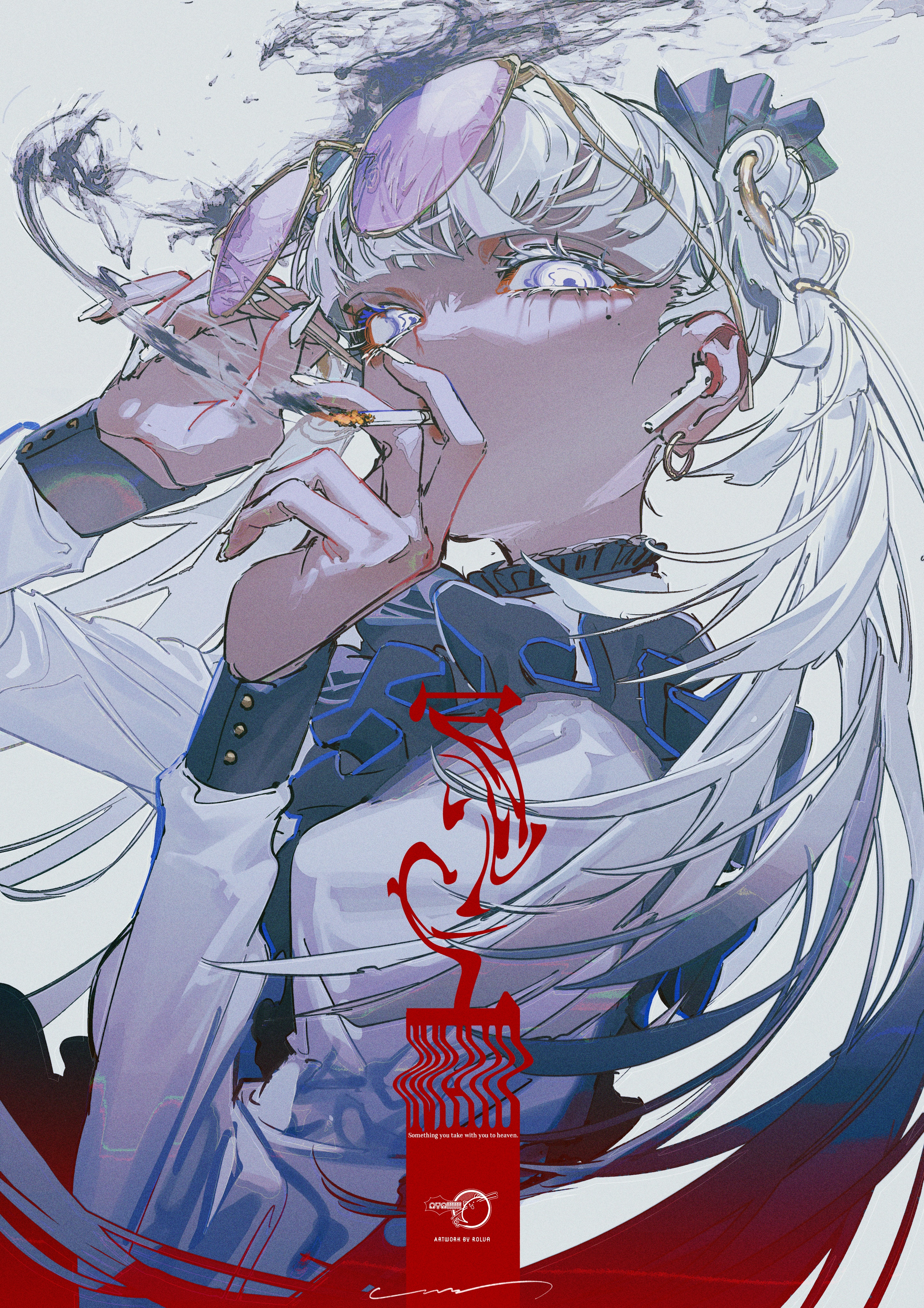 Rolua Noa smoking with sunglasses and twintails HD Phone Wallpaper