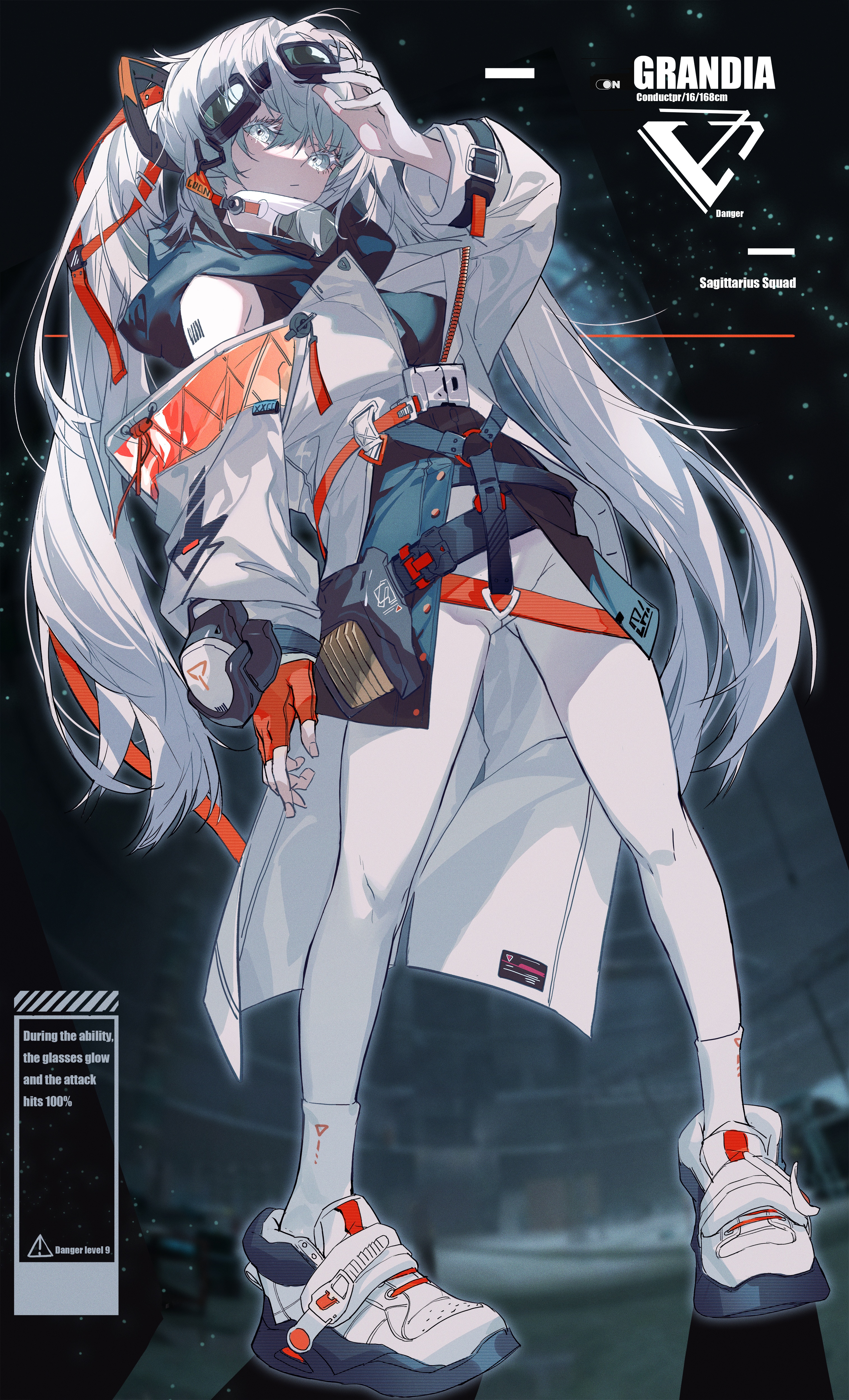 Grandia, a silver-haired anime girl in futuristic attire HD Phone Wallpaper