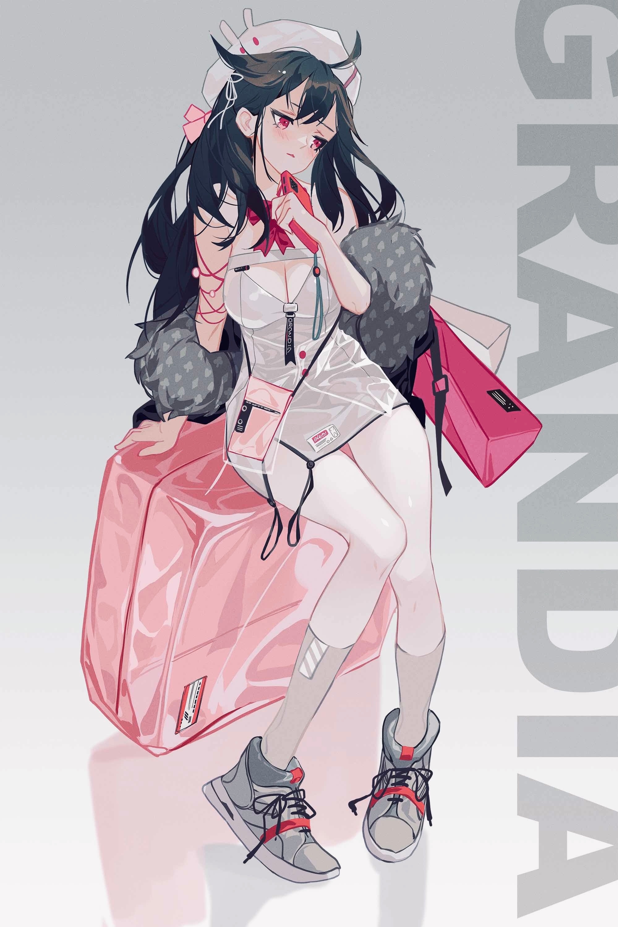Grandialee character with black hair and red eyes HD Phone Wallpaper