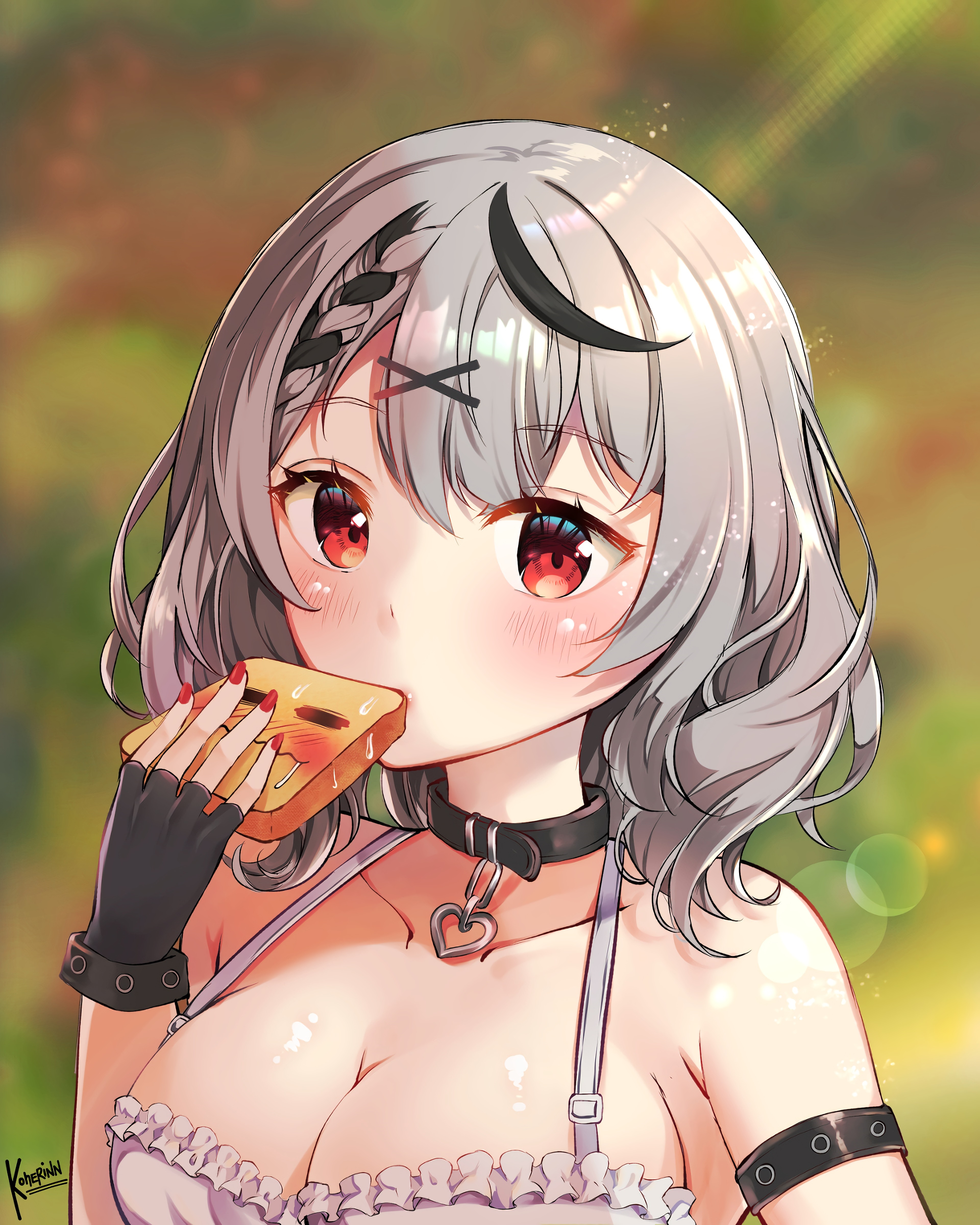 Sakamata Chloe eating toast HD Phone Wallpaper