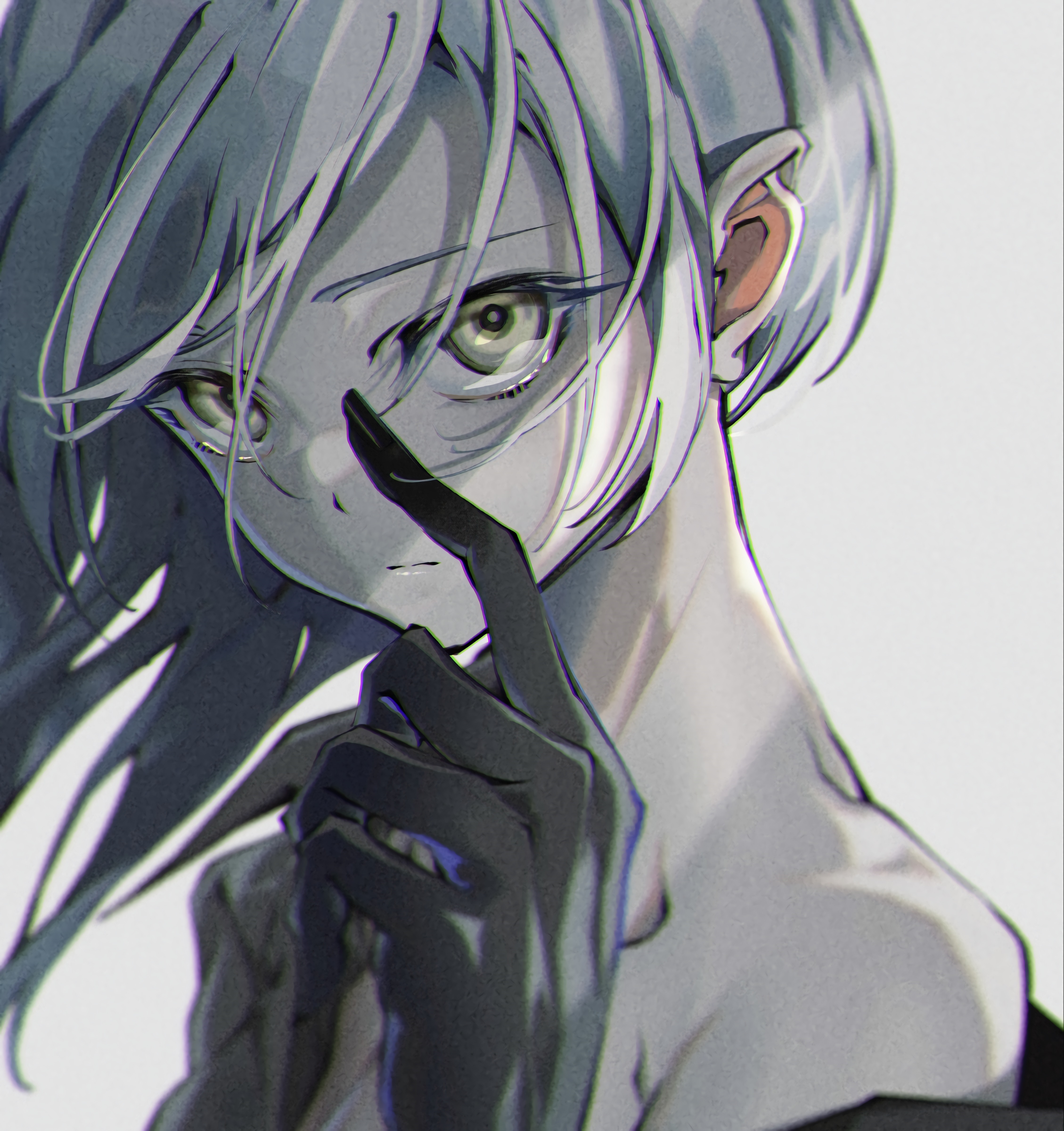 Anime girl with yellow eyes and black gloves HD Wallpaper