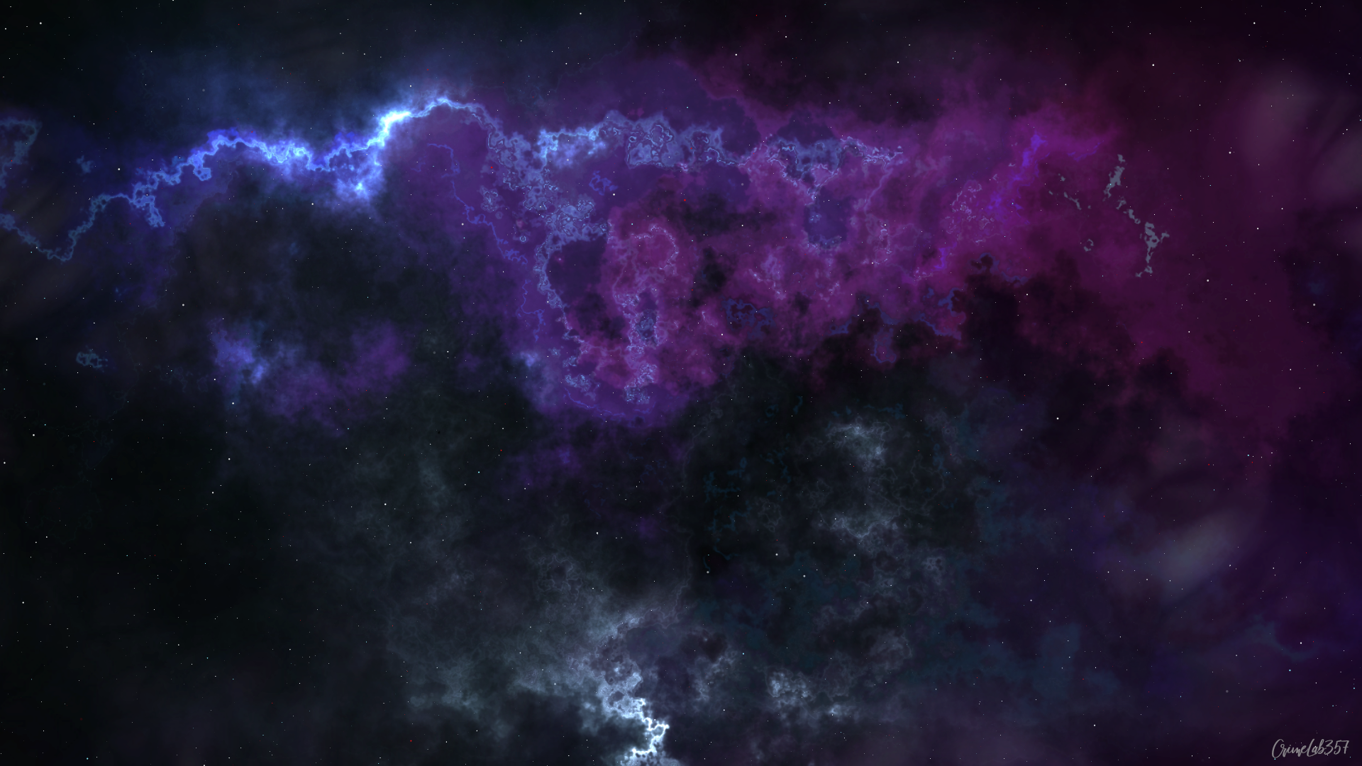 Purple and blue nebula with stars in deep space HD Wallpaper