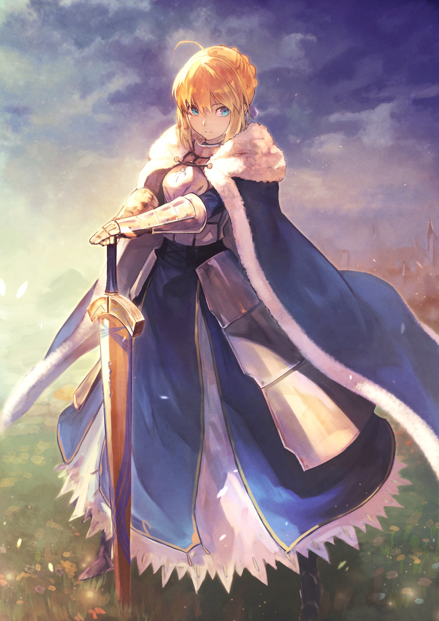 Artoria Pendragon with Excalibur from Fate/Grand Order HD Phone Wallpaper