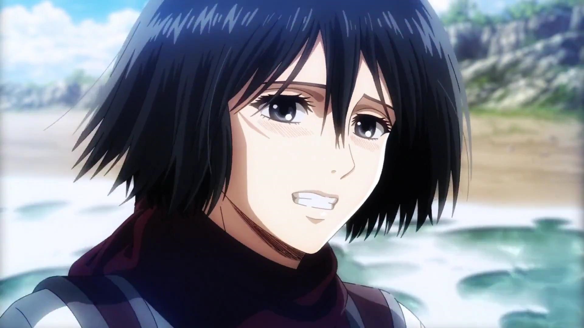 Mikasa Ackerman from Attack on Titan on a beach HD Wallpaper