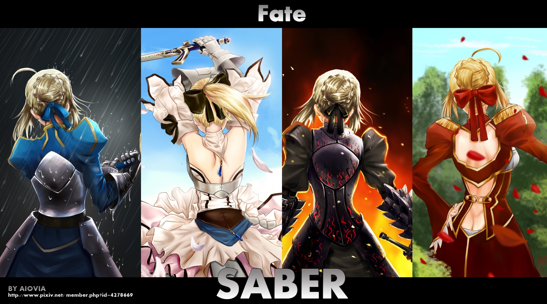 Fate Saber's Four Forms HD Wallpaper