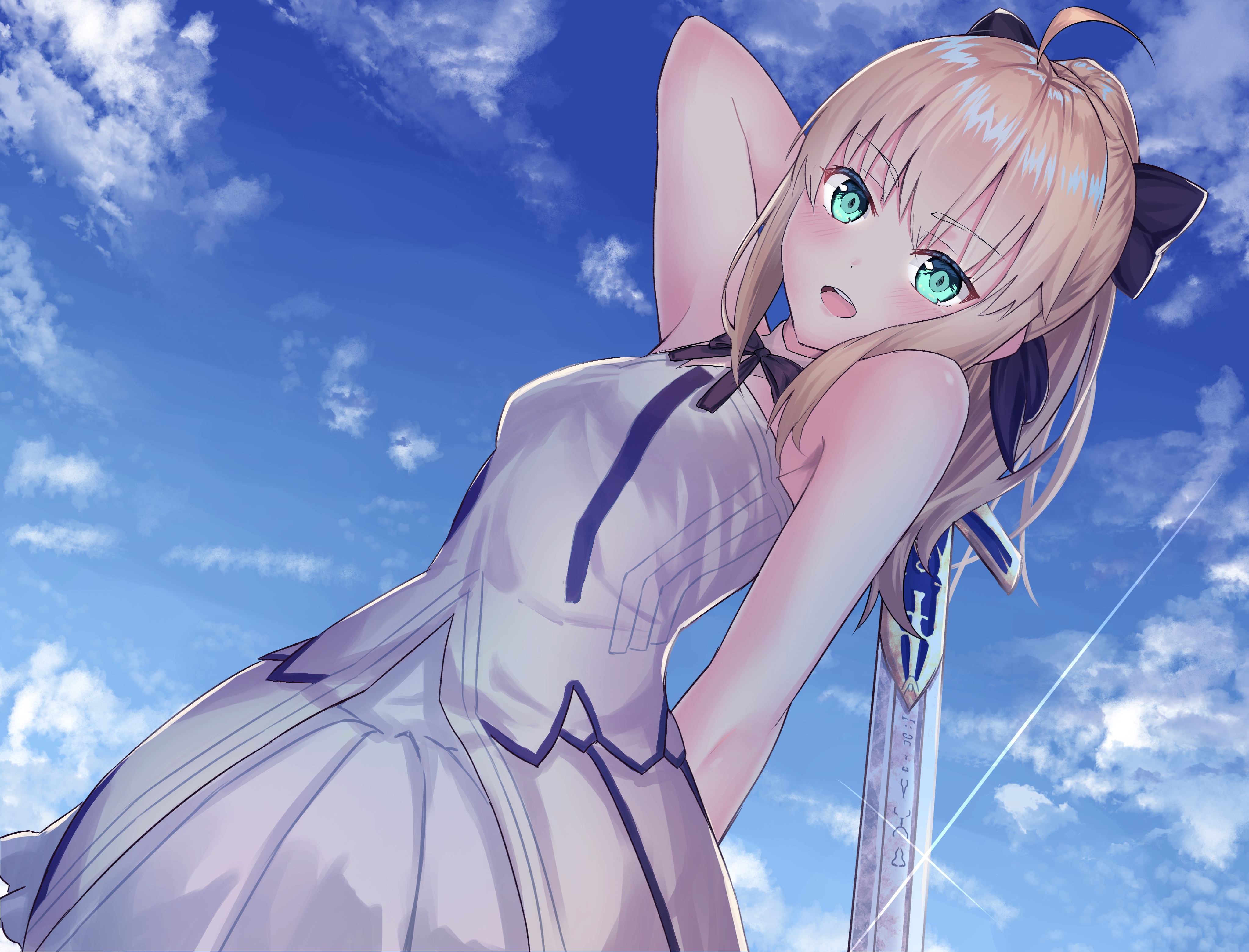 Saber Lily in a white dress with a sword HD Wallpaper
