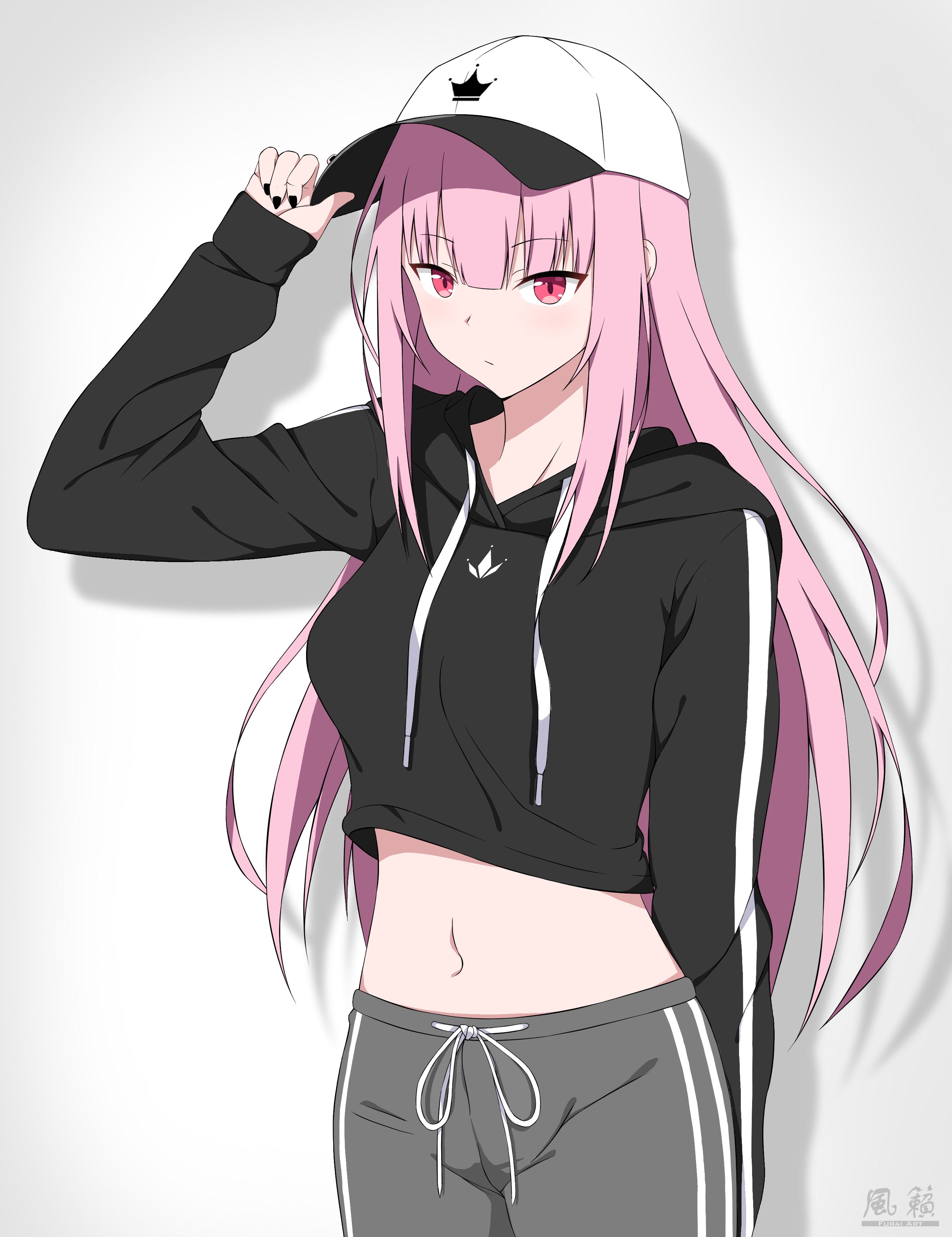 Mori Calliope wearing a hat and hoodie HD Phone Wallpaper