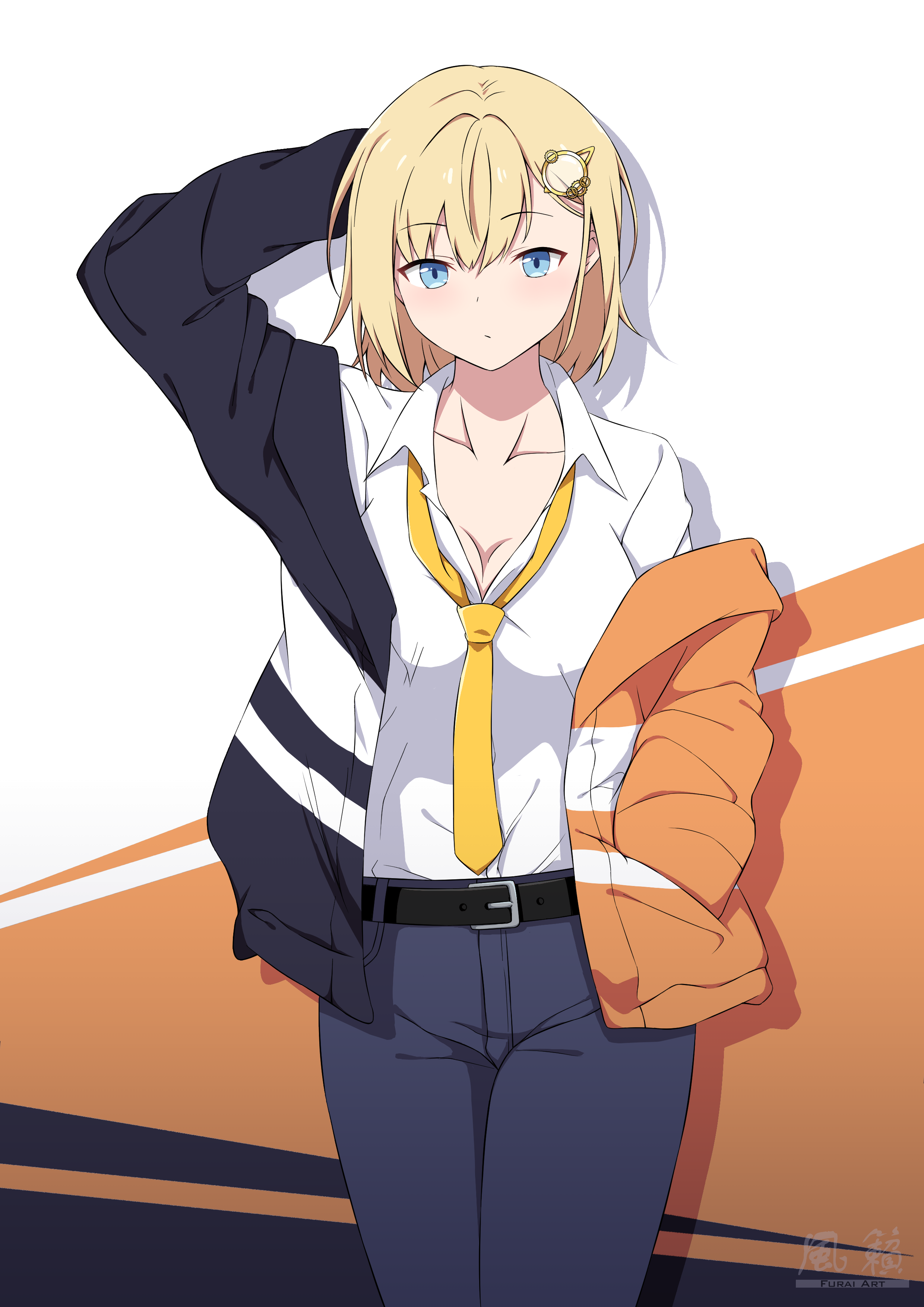 Watson Amelia with Blonde Hair and Yellow Tie HD Phone Wallpaper