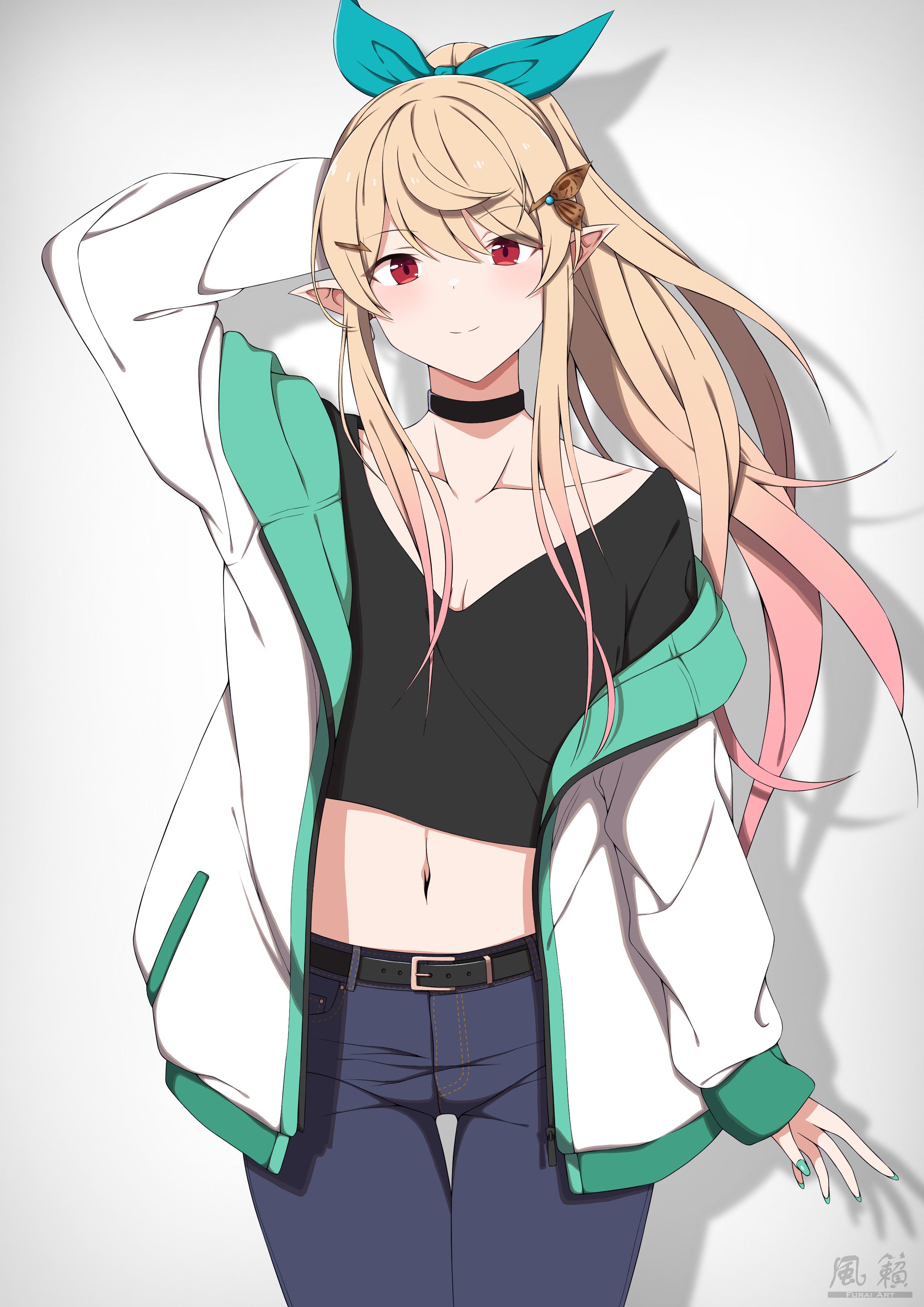 Pomu Rainpuff in a crop top and jeans HD Phone Wallpaper