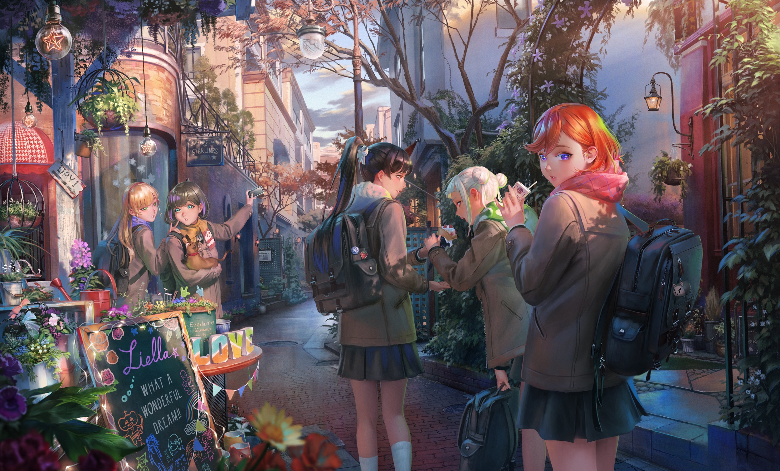 Love Live! Super Star!! girls in a flower shop HD Wallpaper
