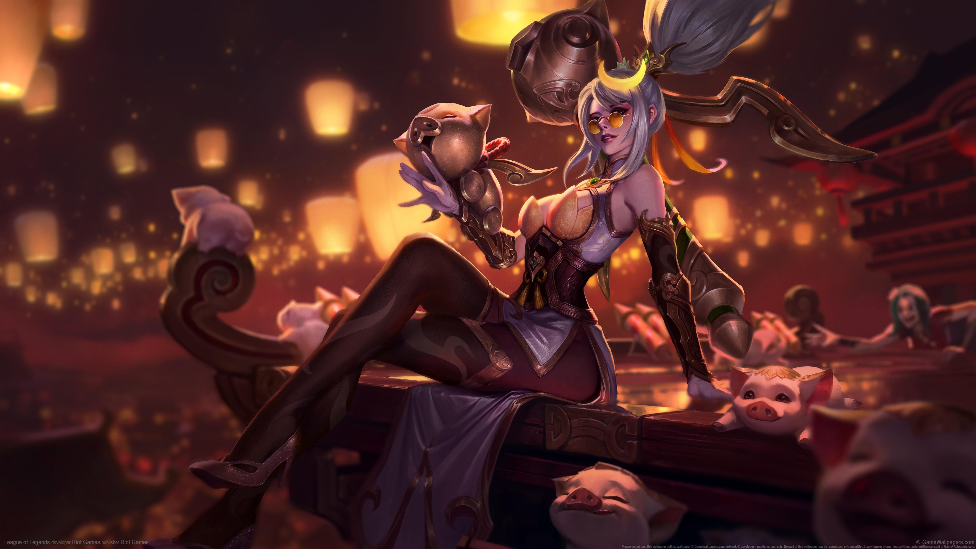 4K Vayne from League of Legends with pigs HD Wallpaper