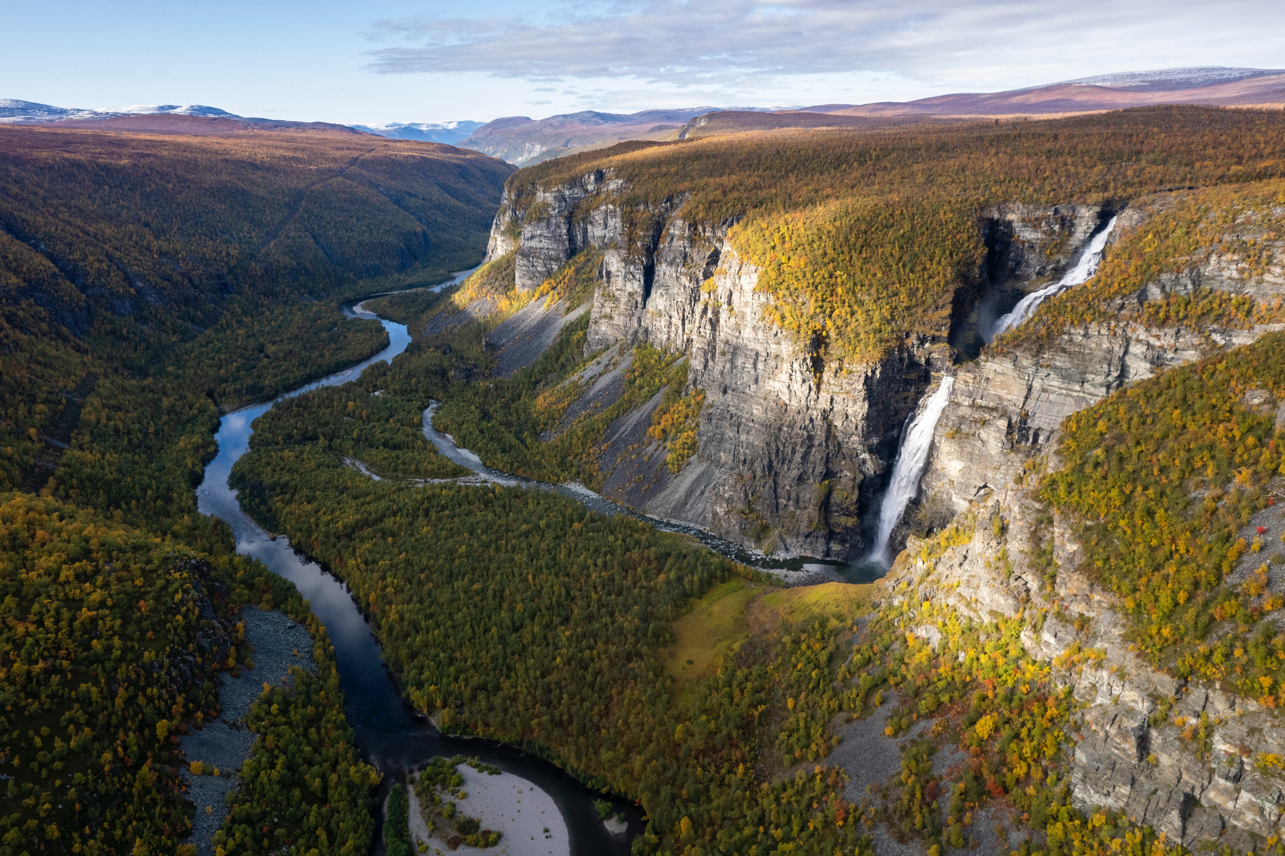 4K waterfall and river landscape in nature HD Wallpaper