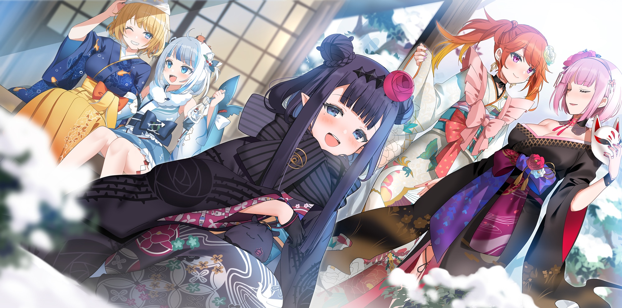 Hololive VTubers in Kimonos HD Wallpaper