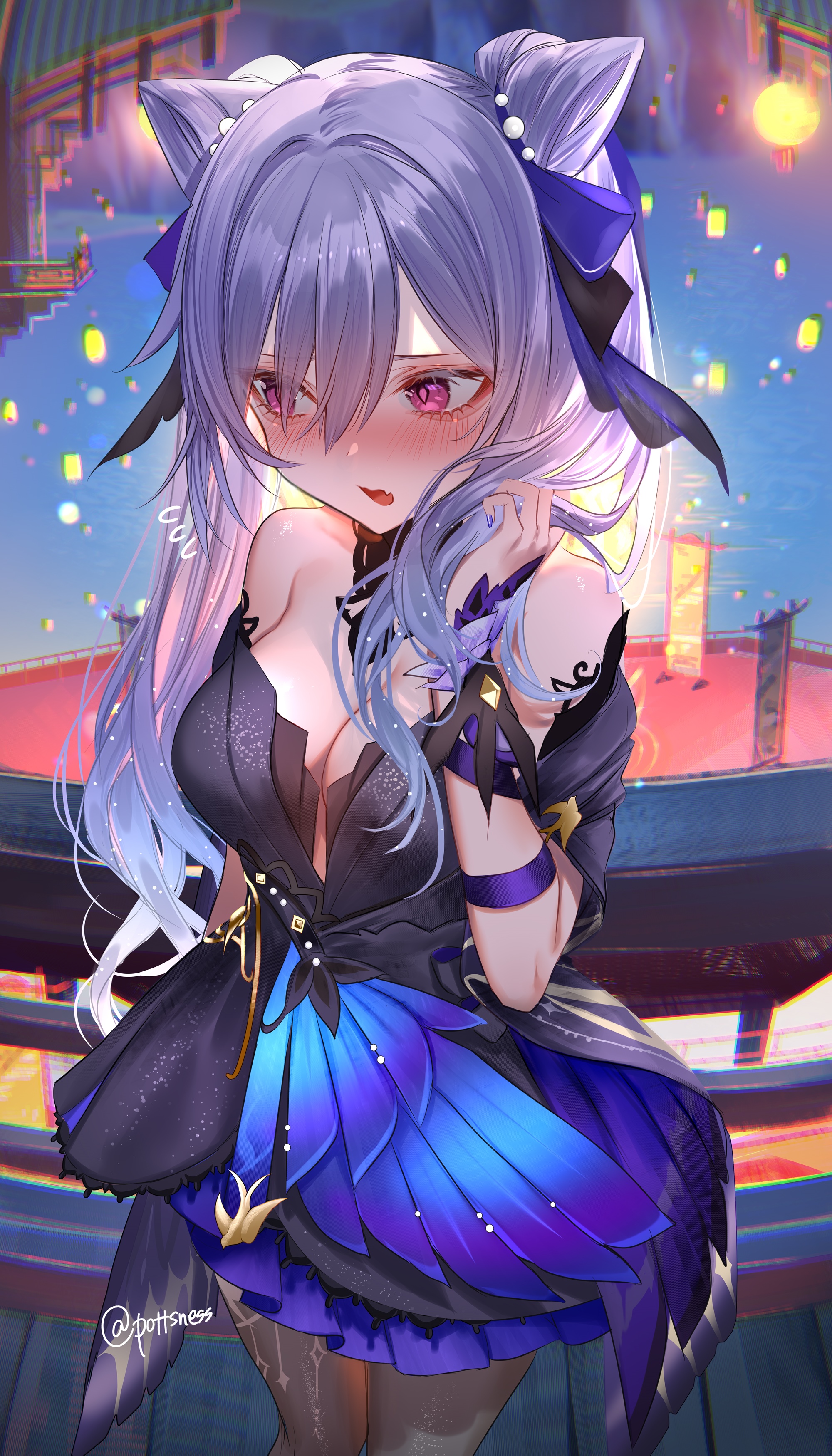Keqing from Genshin Impact with purple hair and eyes HD Phone Wallpaper